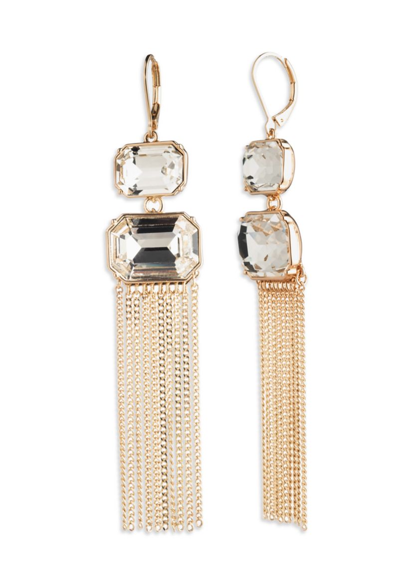 Fringe Gold Crystal Chandelier Earrings 