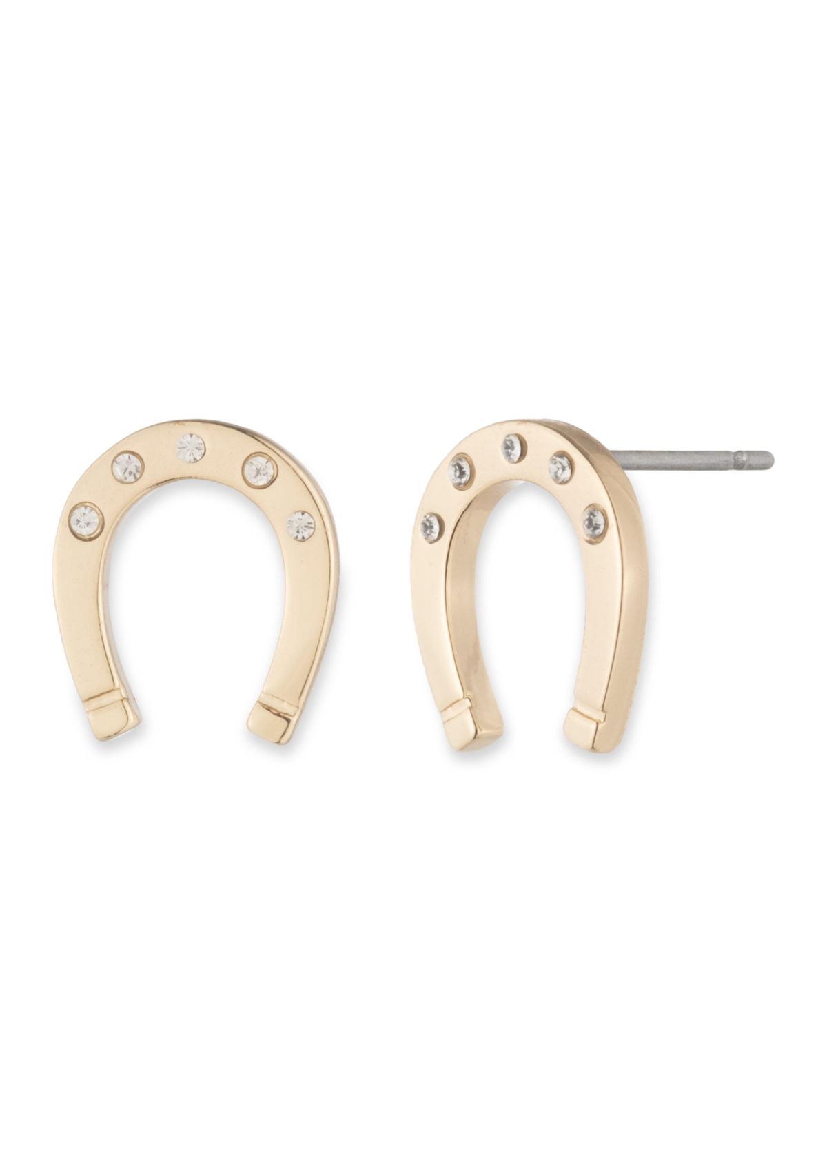 Gold Tone Horseshoe Stud Earrings