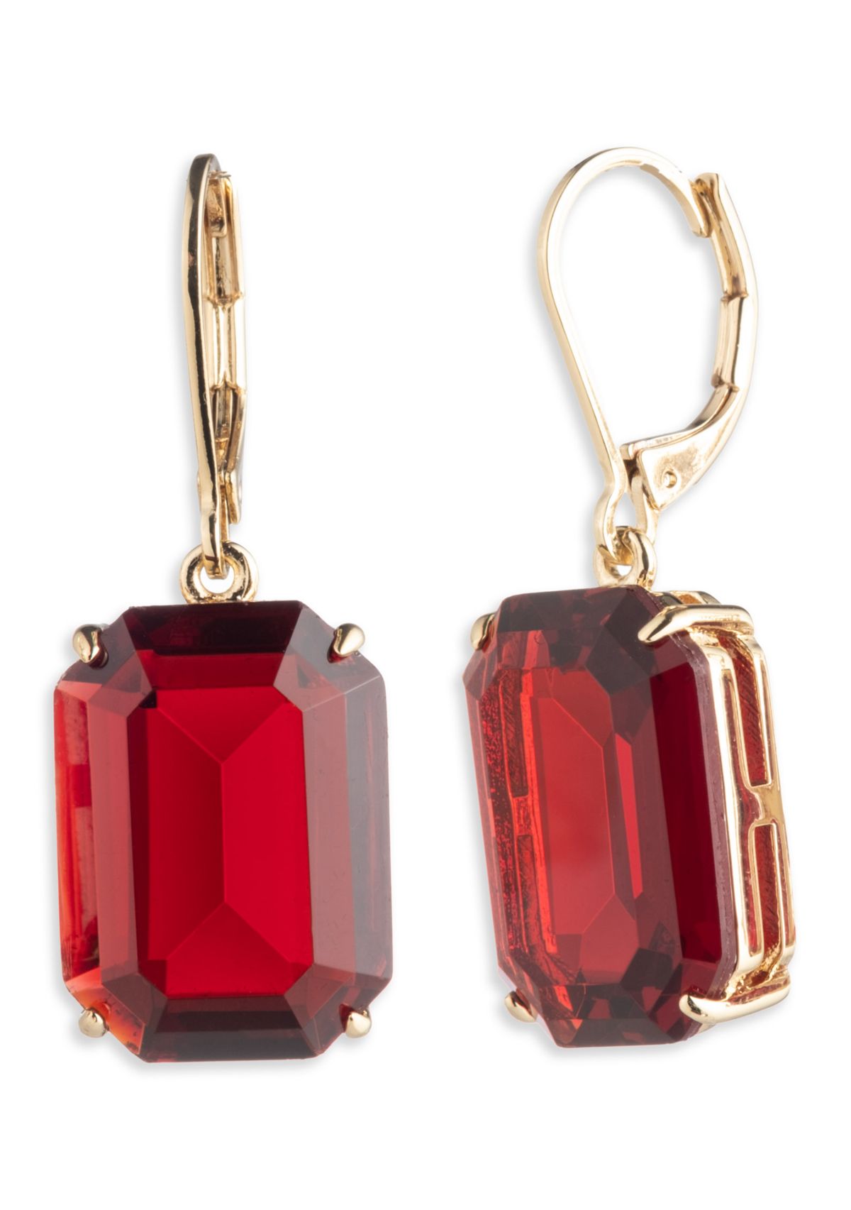 Gold Tone Stone Drop Earrings