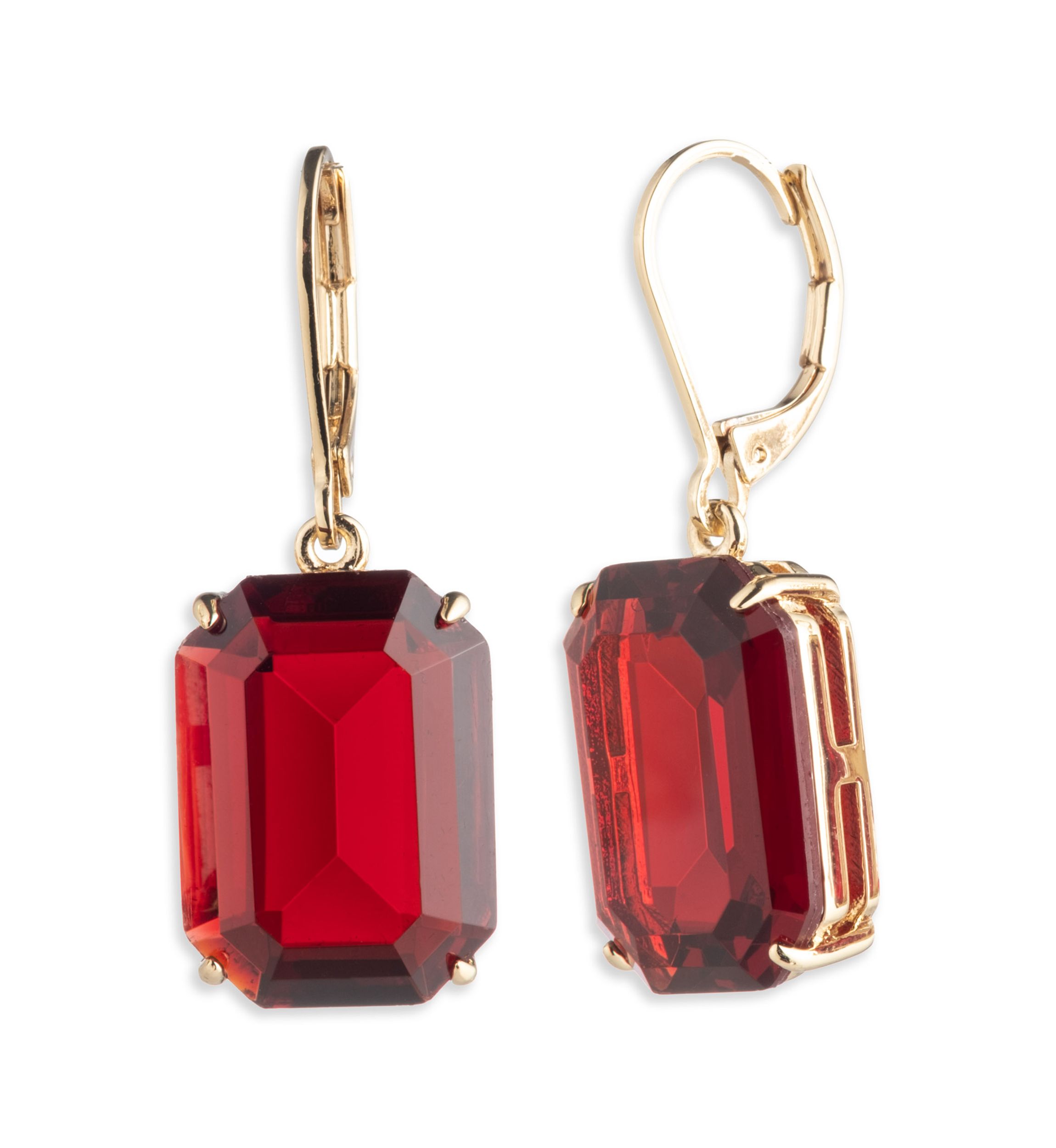Gold Tone Stone Drop Earrings