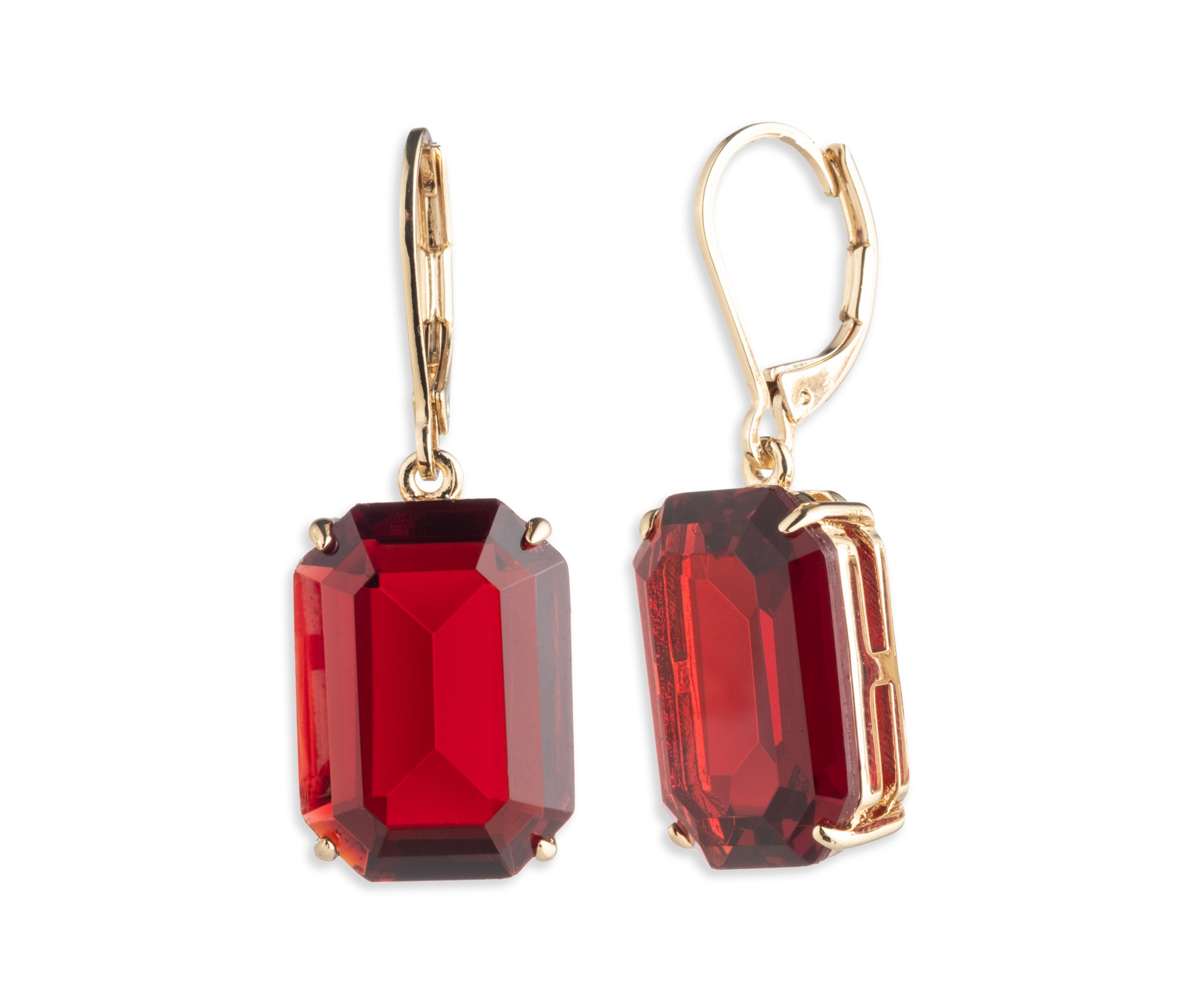 Gold Tone Stone Drop Earrings