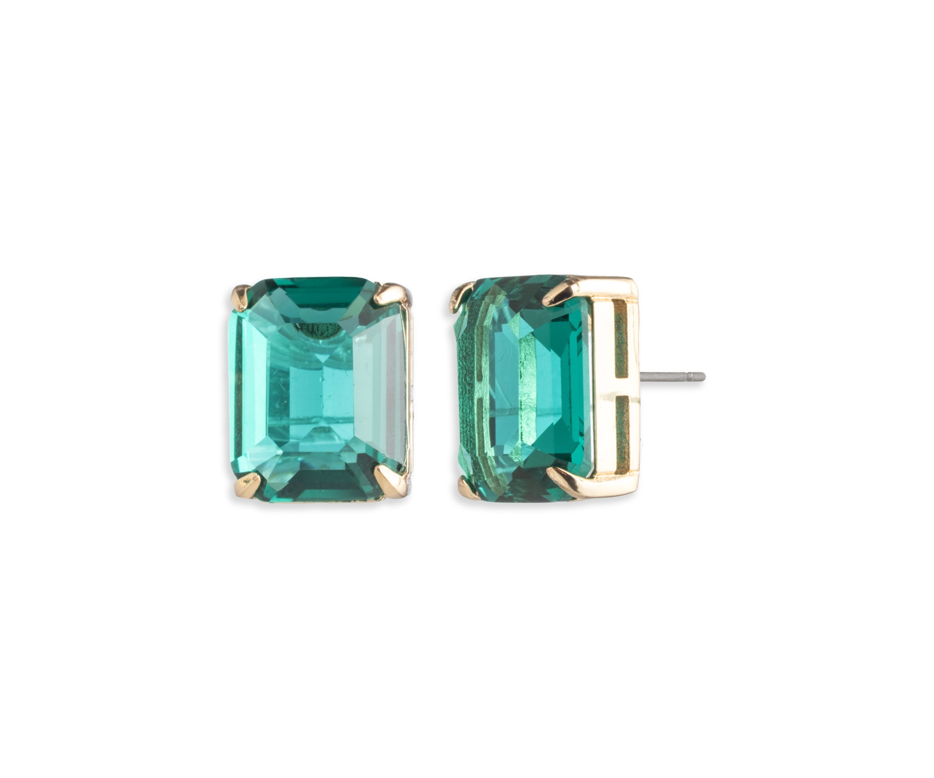 Gold Tone Stone Stud Earrings