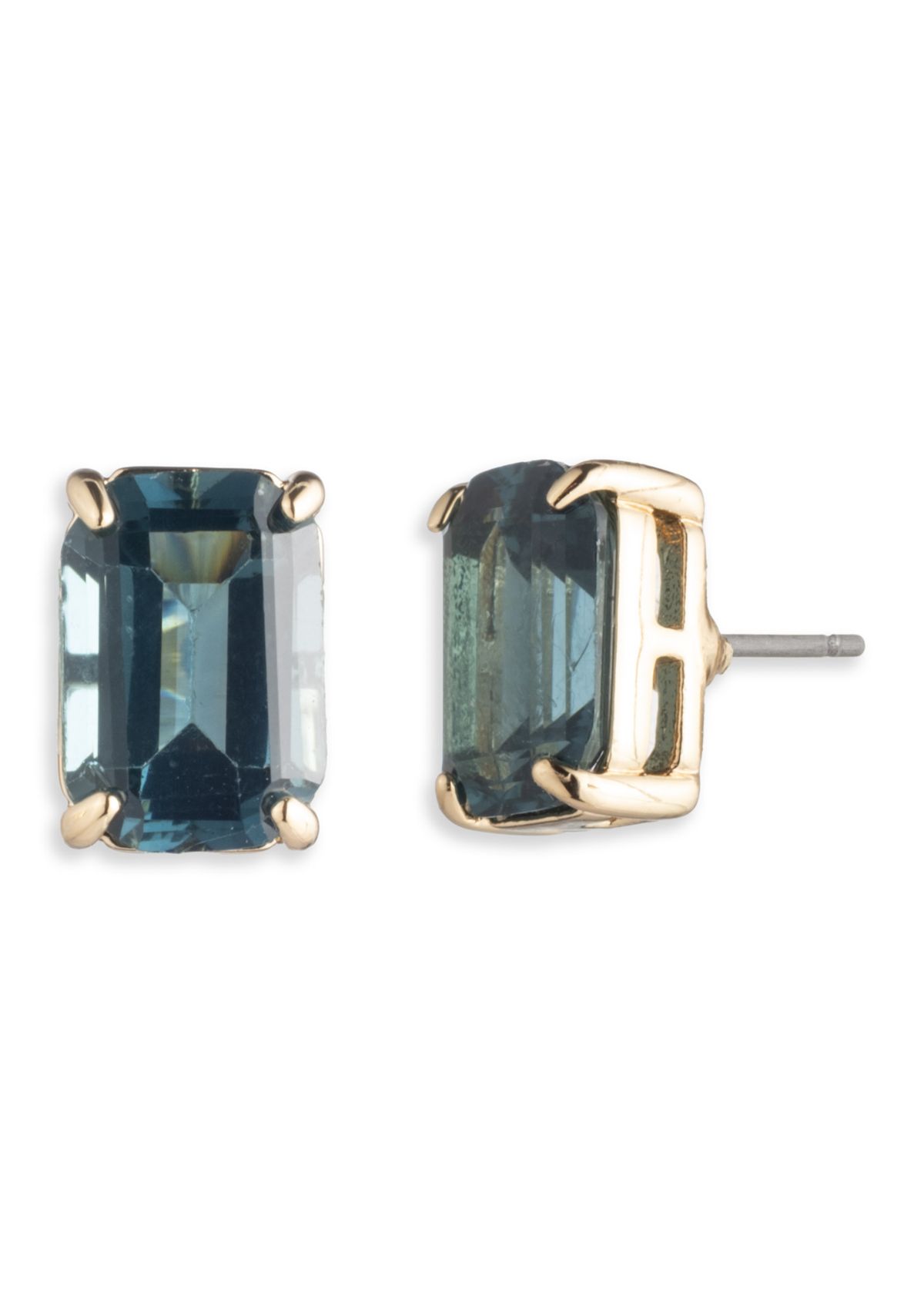 Gold Tone Denim Stud Earrings