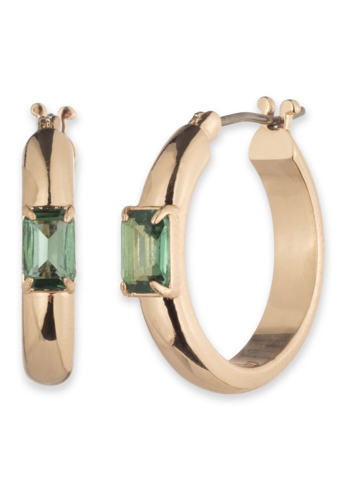 Gold Tone Baguette Stone Earrings