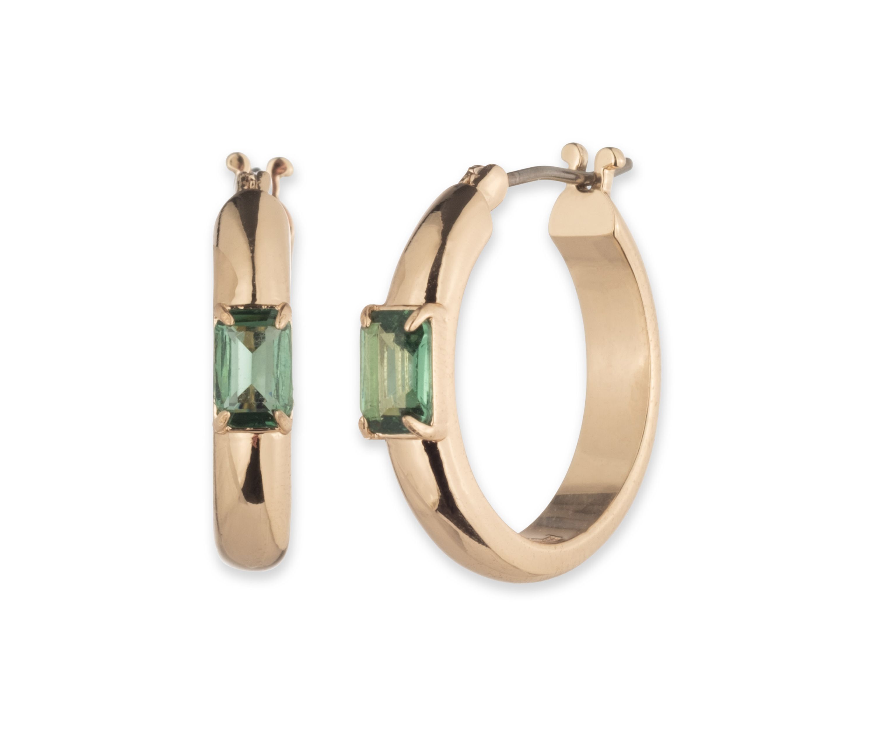 Gold Tone Baguette Stone Earrings