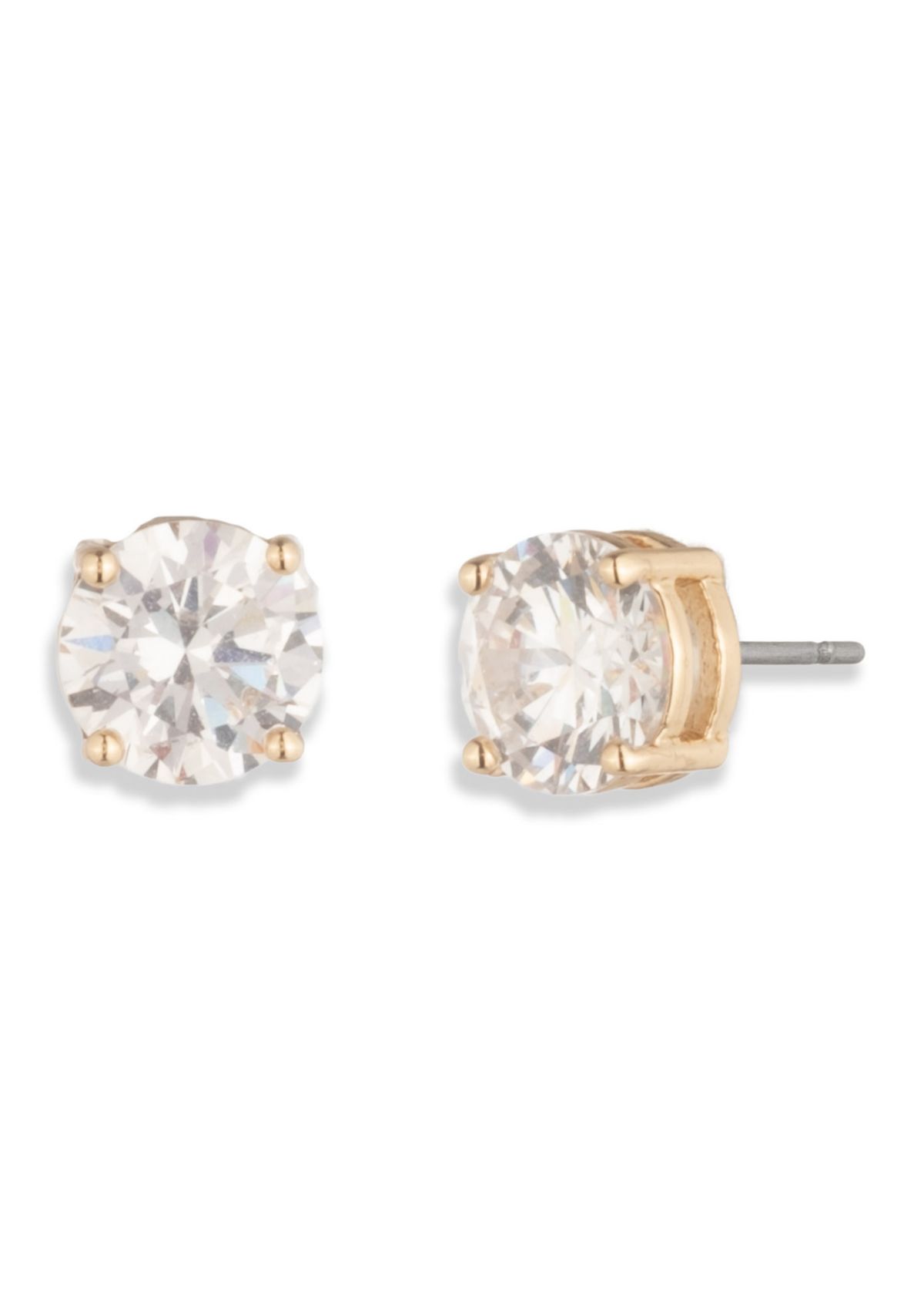 CZ Gold-Tone Stud Earrings