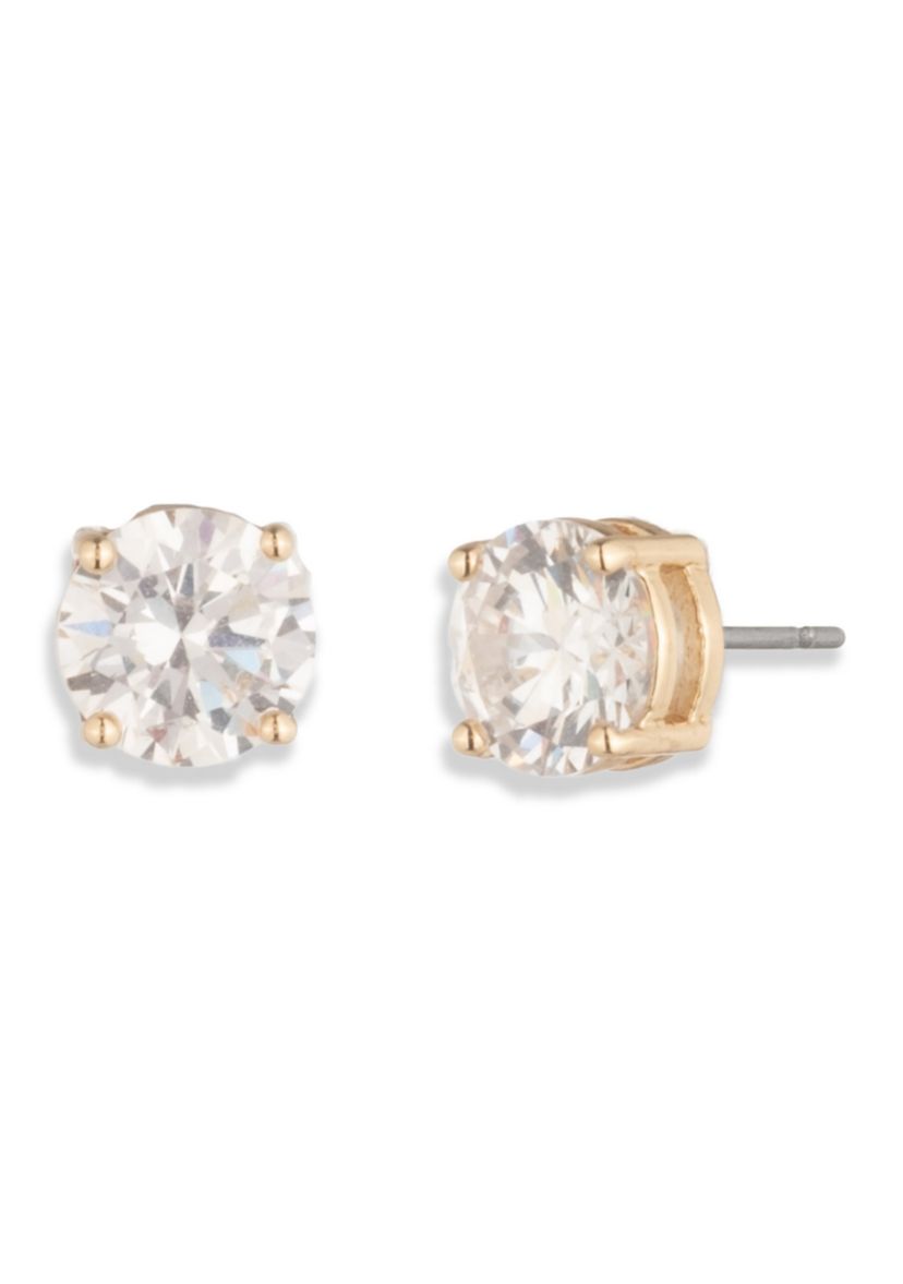 CZ Gold-Tone Stud Earrings