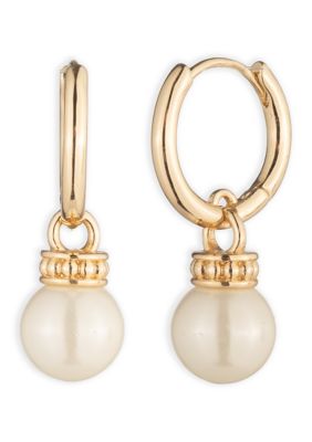 Lauren Ralph Lauren Huggie Pearl Drop Earrings