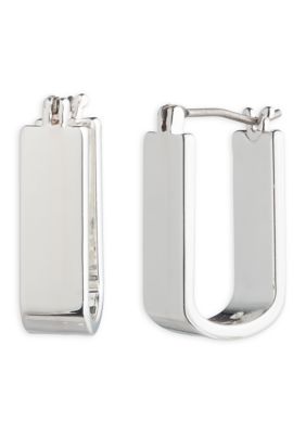 Lauren Ralph Lauren Long Rectangle Hoop Earrings, Silver