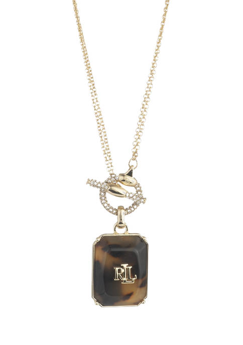 Gold Tone Tortoise Crystal  Convertible Necklace