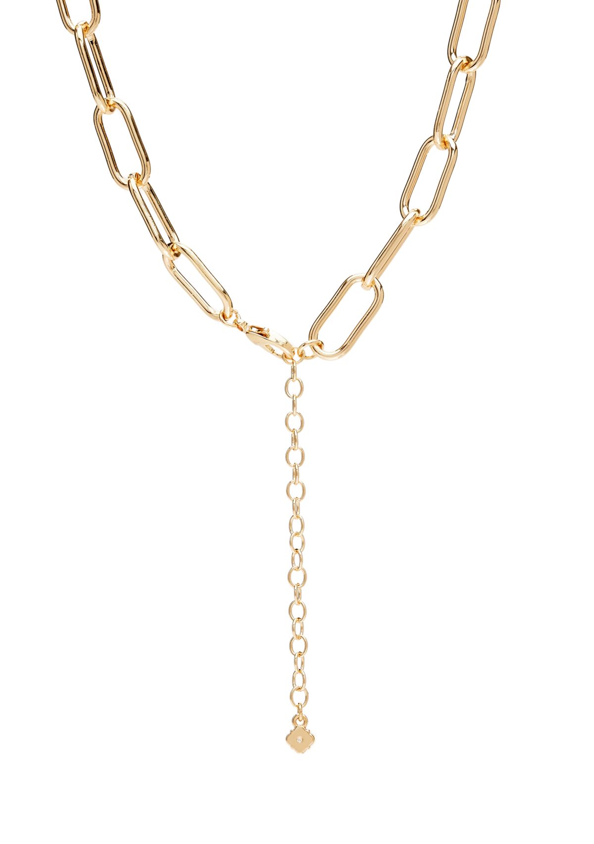 Gold Tone Paper Clip Link Collar Necklace