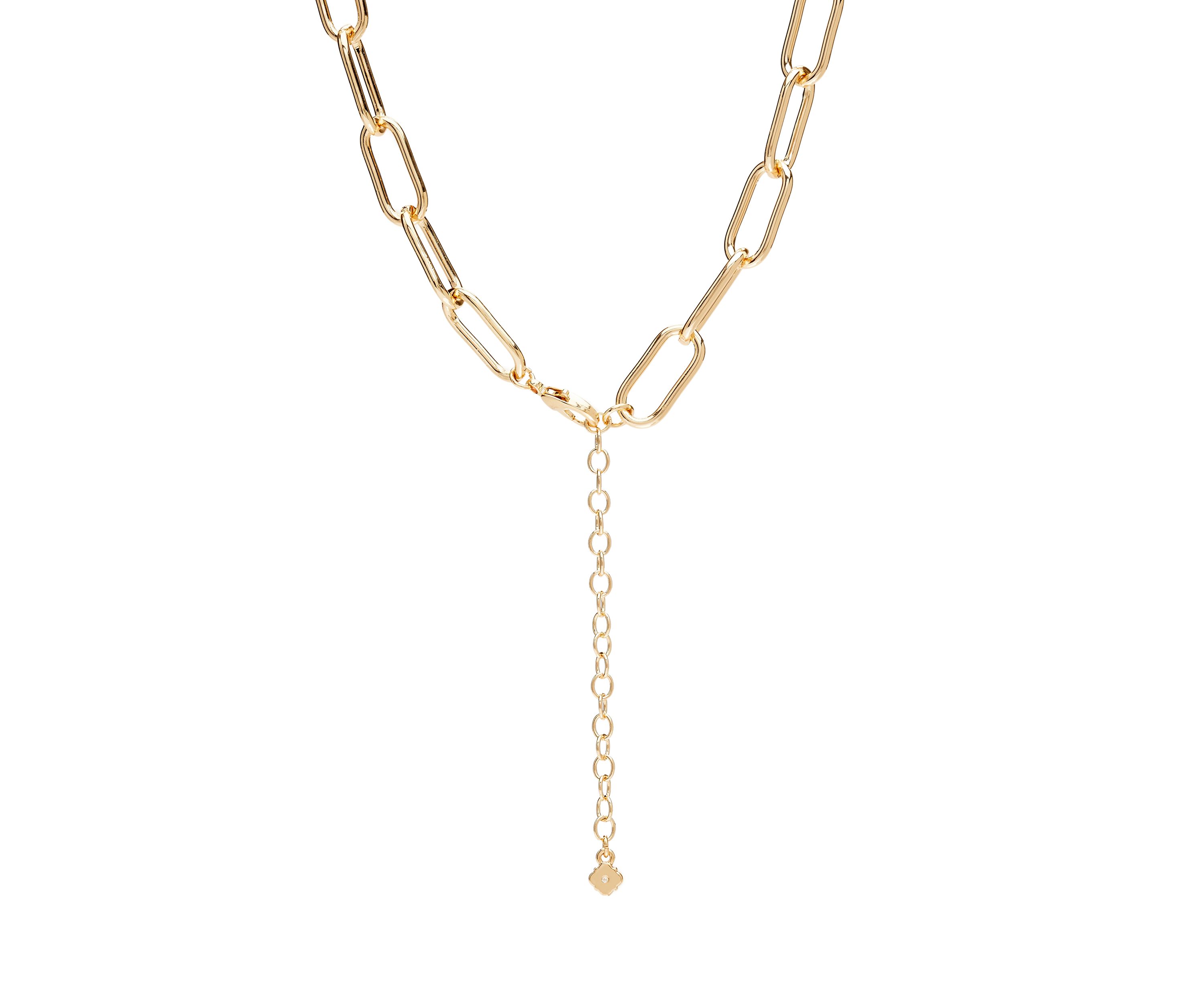 Gold Tone Paper Clip Link Collar Necklace