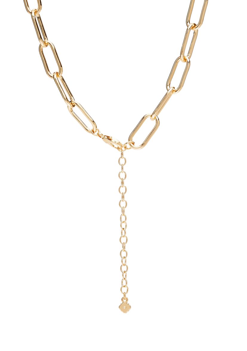 Gold Tone Paper Clip Link Collar Necklace