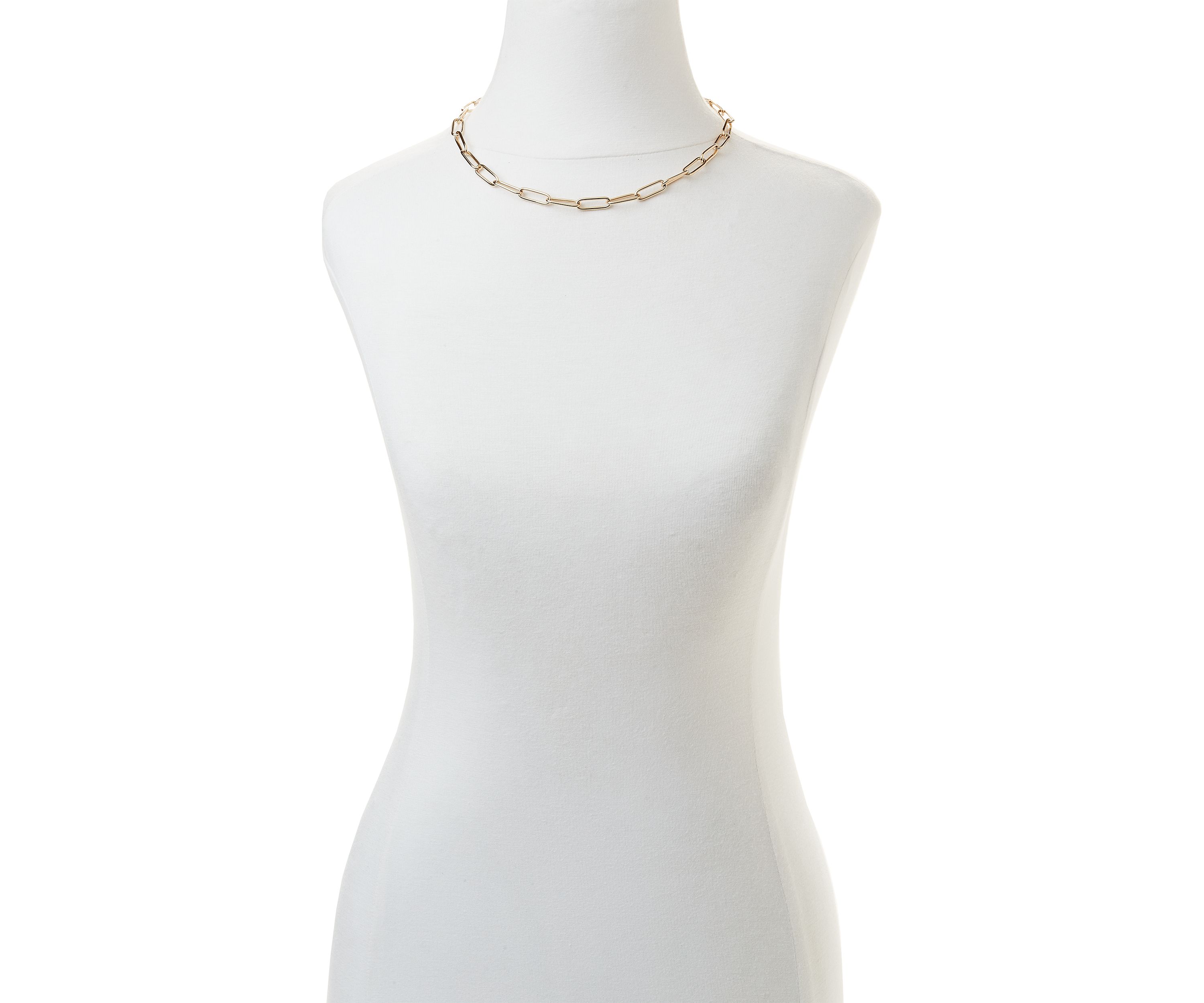 Gold Tone Paper Clip Link Collar Necklace