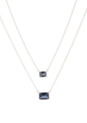 Lauren Ralph Lauren Gold Tone 16"" Blue Multi Row Stone Pendant Necklace