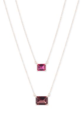 Lauren Ralph Lauren Gold Tone 16"" Pink Multi Row Stone Pendant Necklace