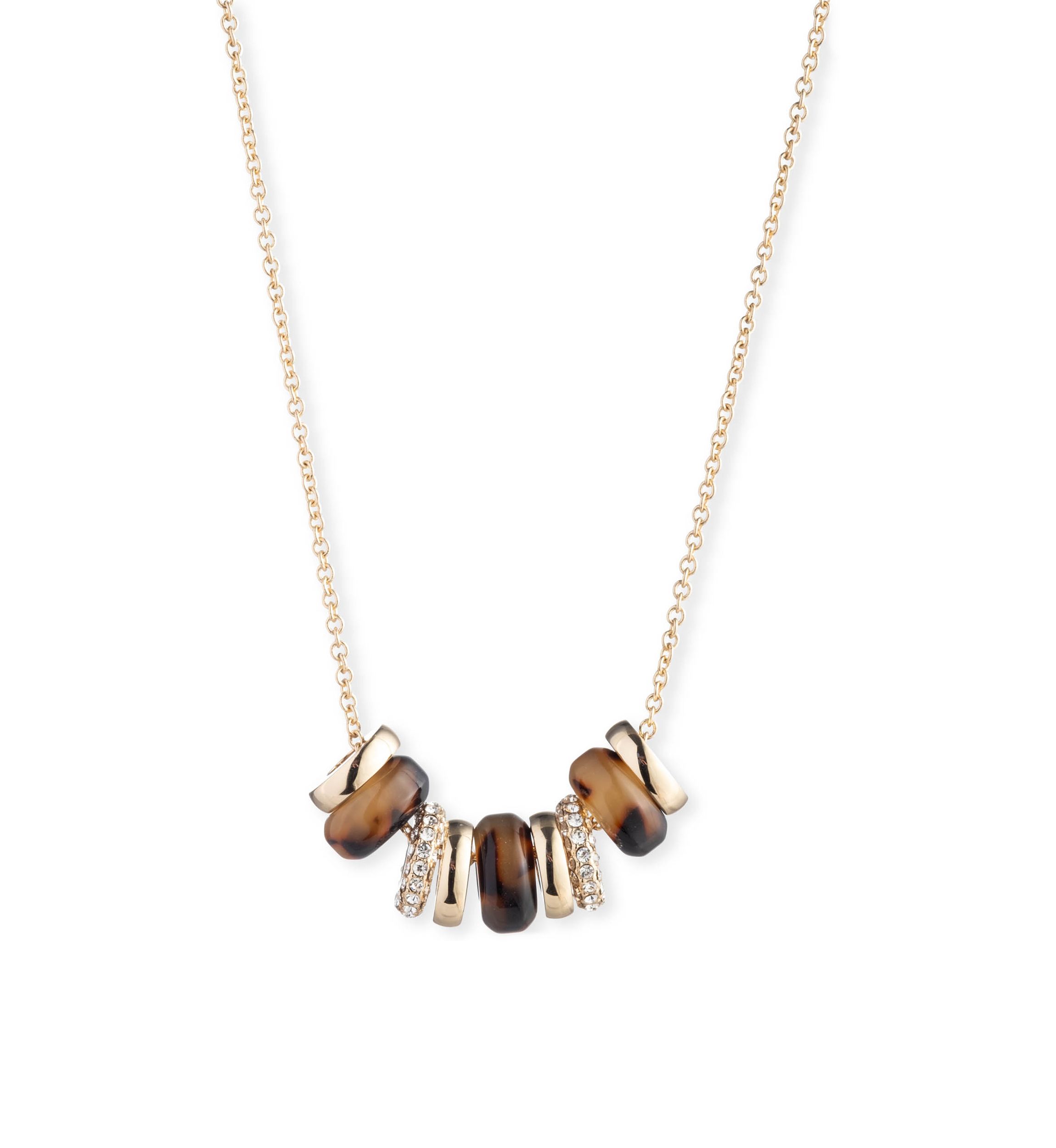 Gold Tone Tortoise Rondelle Frontal Necklace