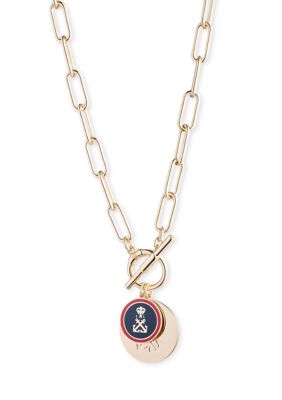 ネックレス・チョーカー RALPH LAUREN Gold Tone Navy Charm Pendant Necklace Lauren Ralph Lauren Gold Tone Navy Charm Pendant Necklace | belk