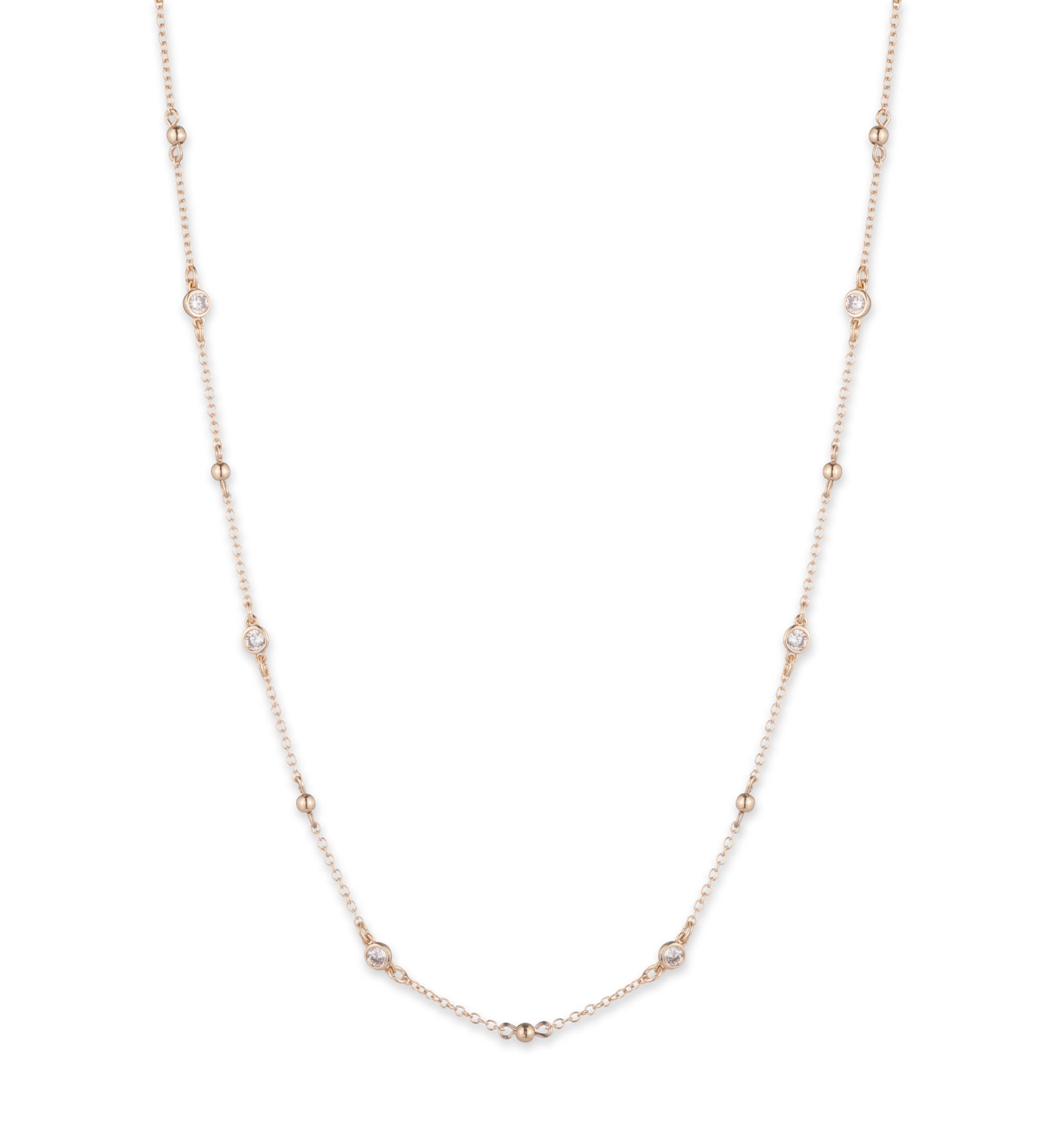 Gold Tone Cubic Zirconia Stationed Collar Necklace