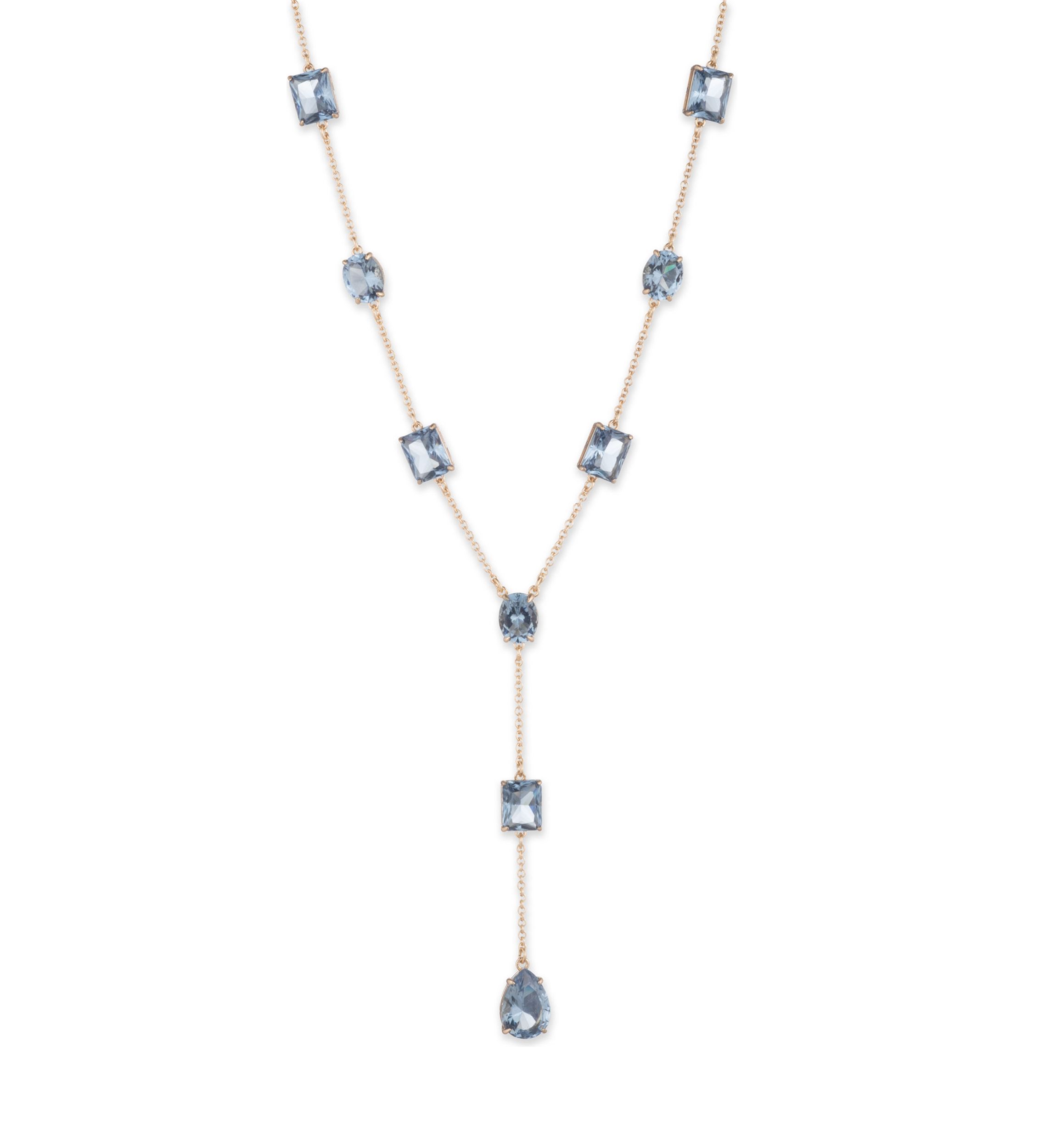 Gold Tone Stone Y Necklace