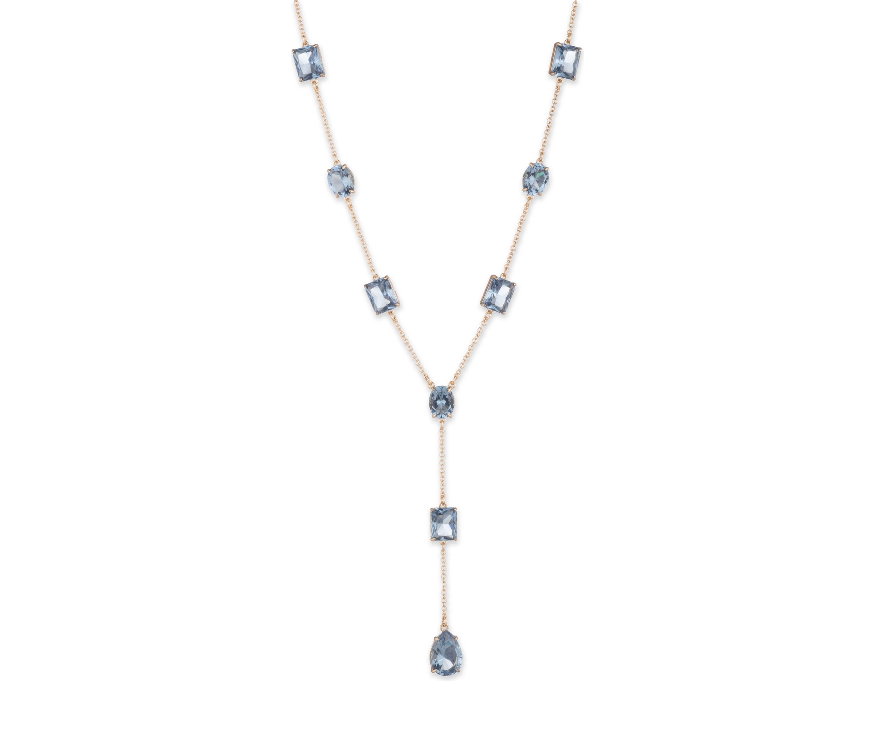 Gold Tone Stone Y Necklace
