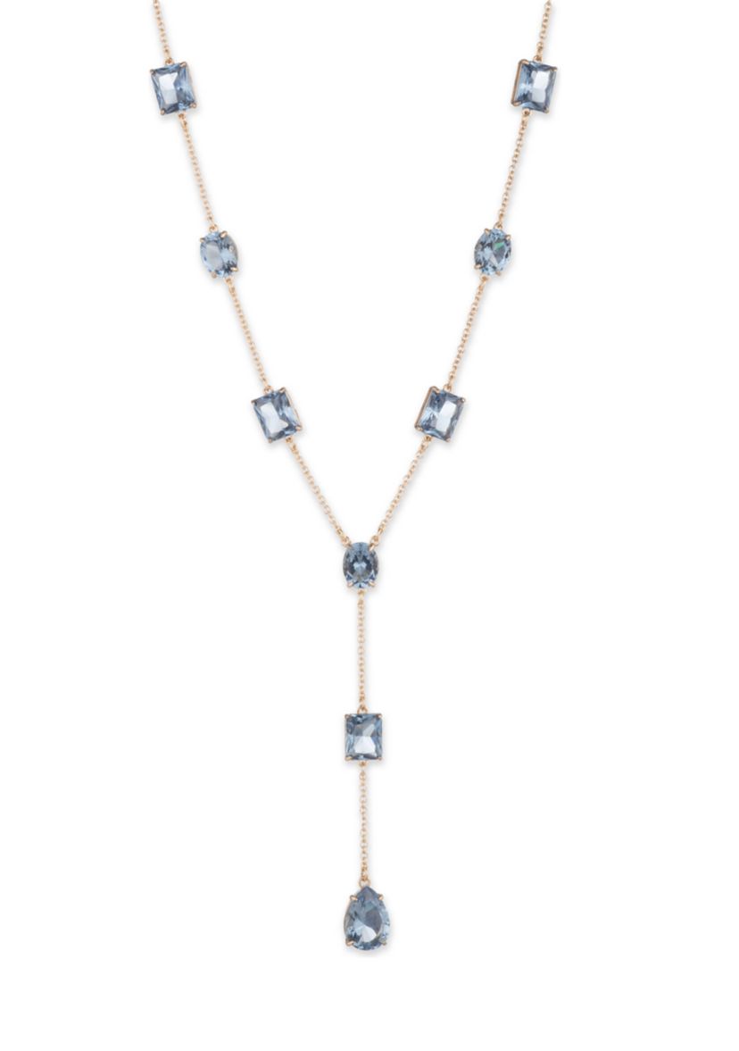 Gold Tone Stone Y Necklace