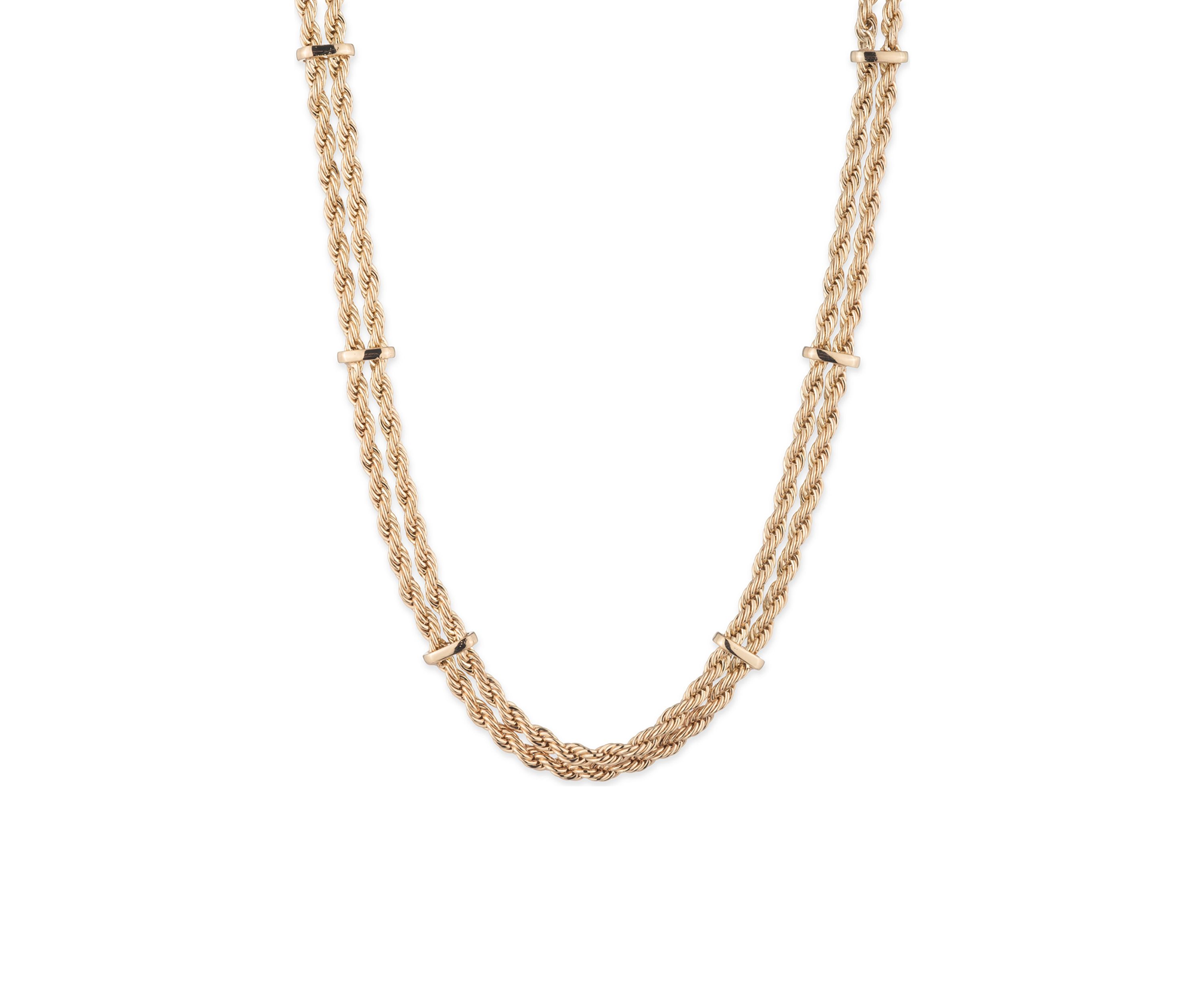 Gold Tone 2 Row Rope Collar Necklace