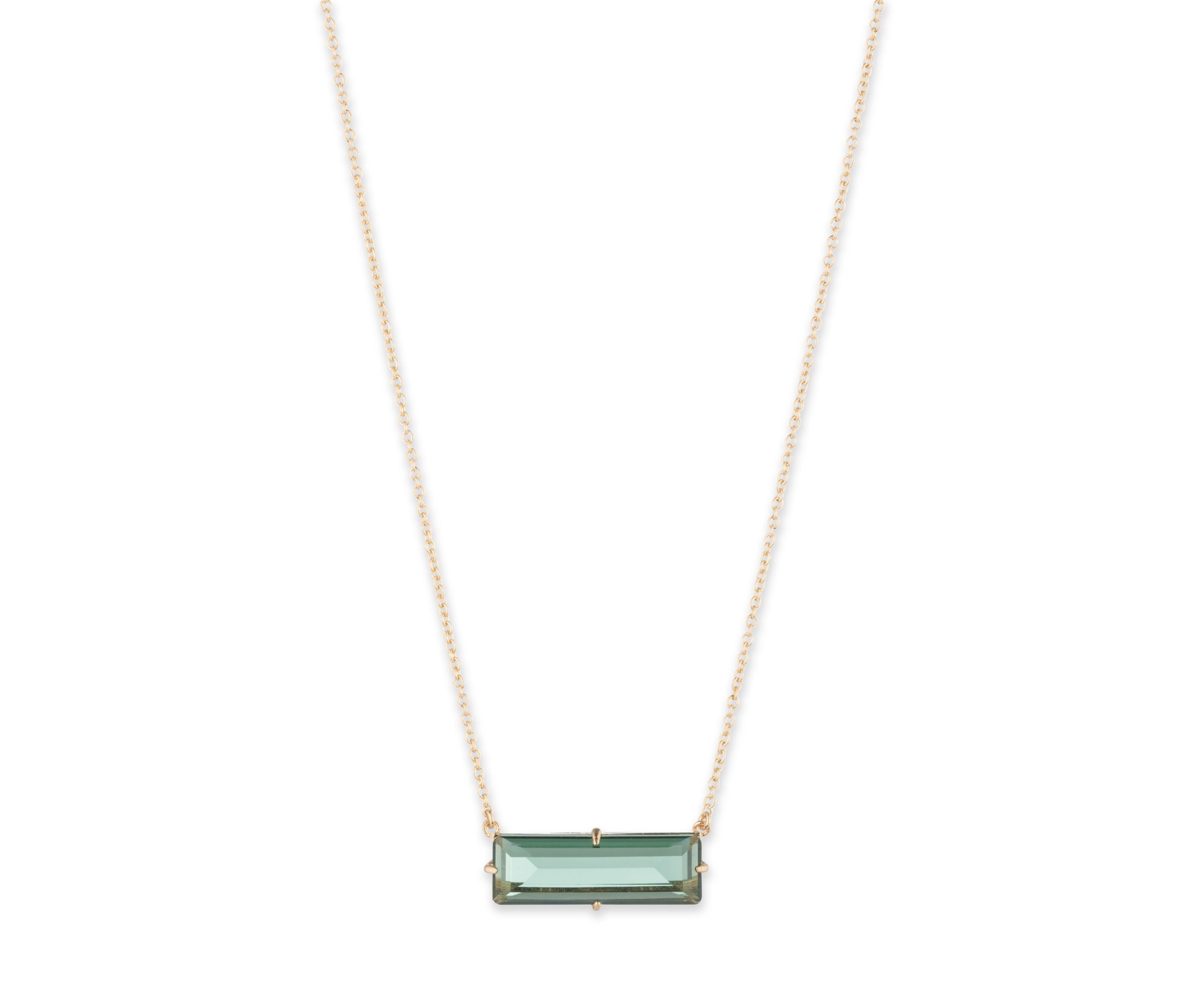 Gold Tone Baguette Pendant Necklace