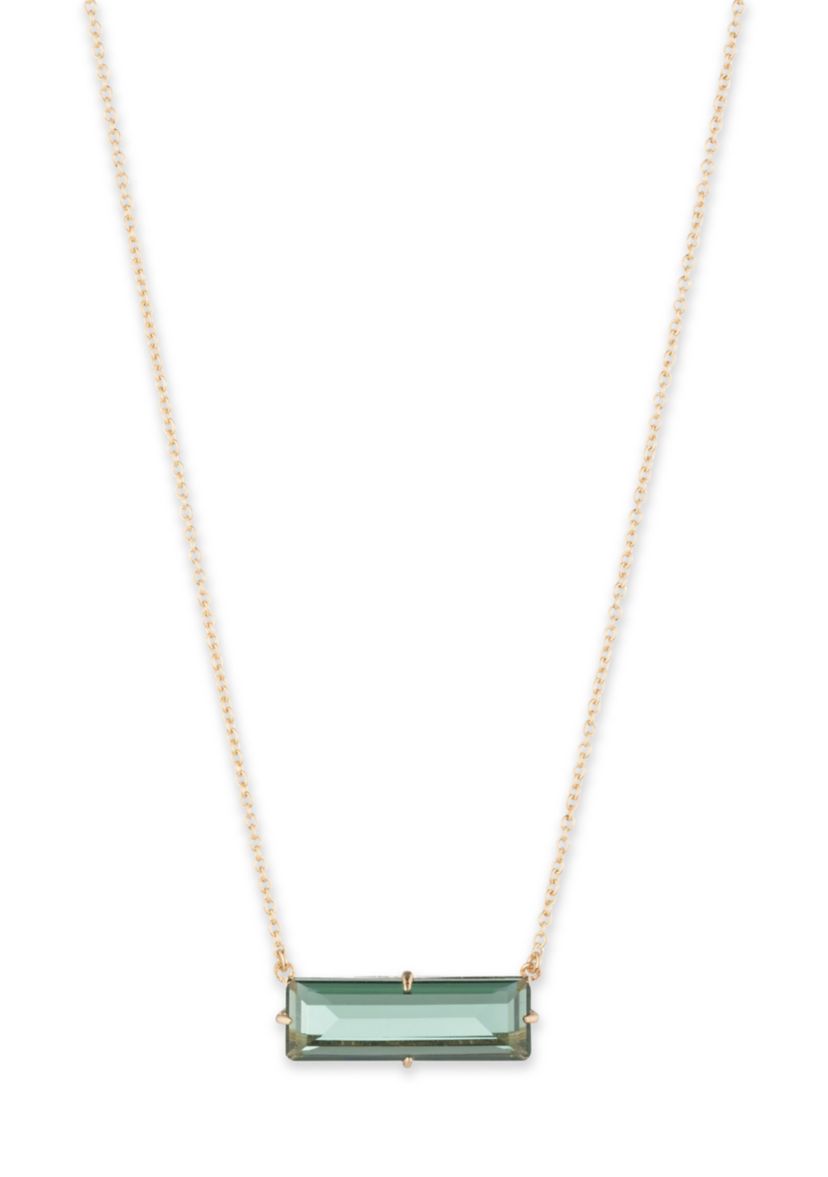 Gold Tone Baguette Pendant Necklace