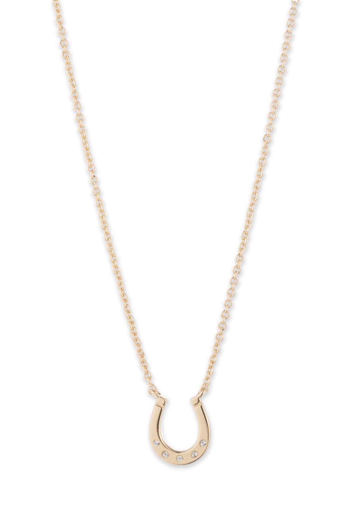 Gold Tone Horseshoe Pendant Necklace