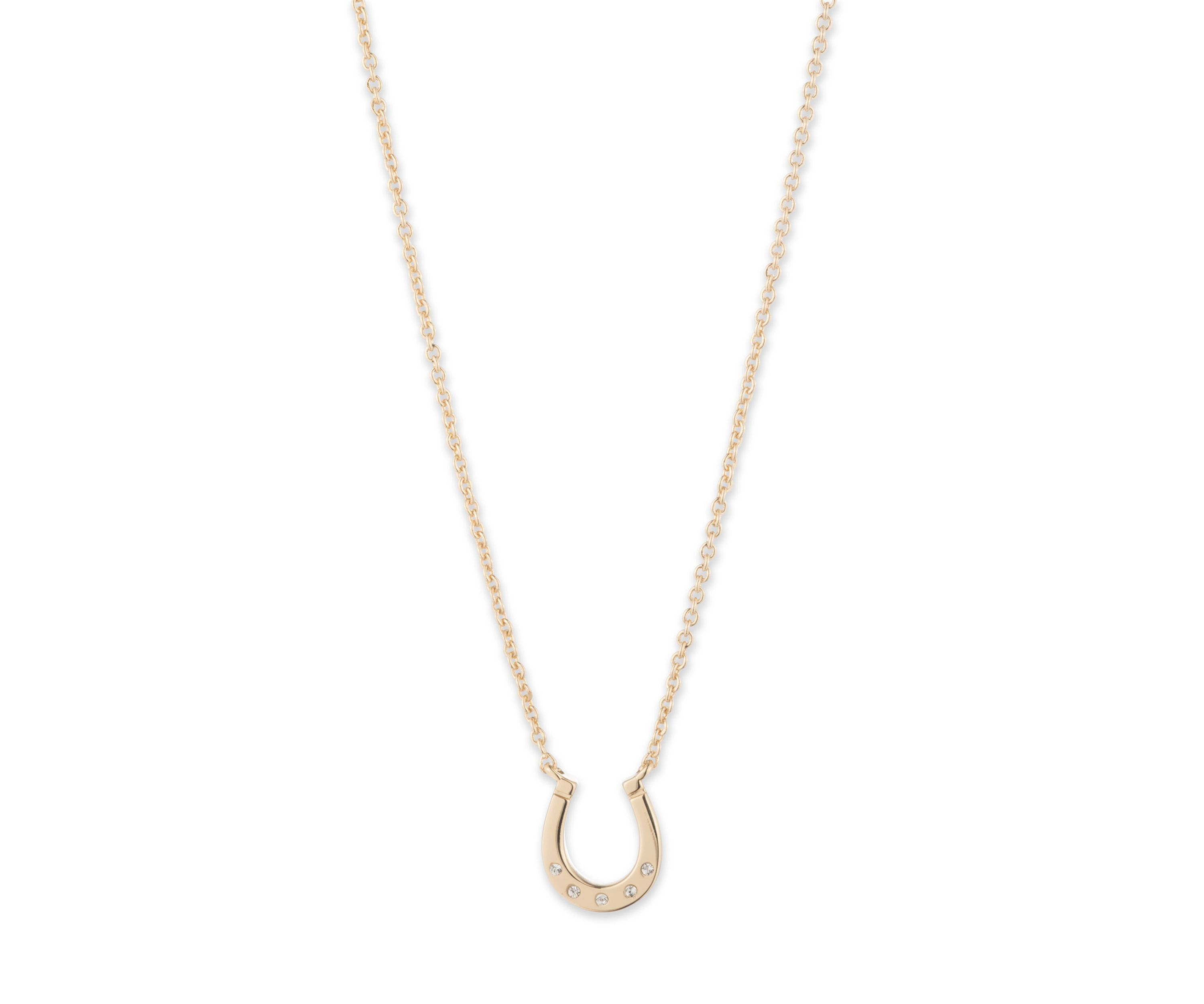 Gold Tone Horseshoe Pendant Necklace