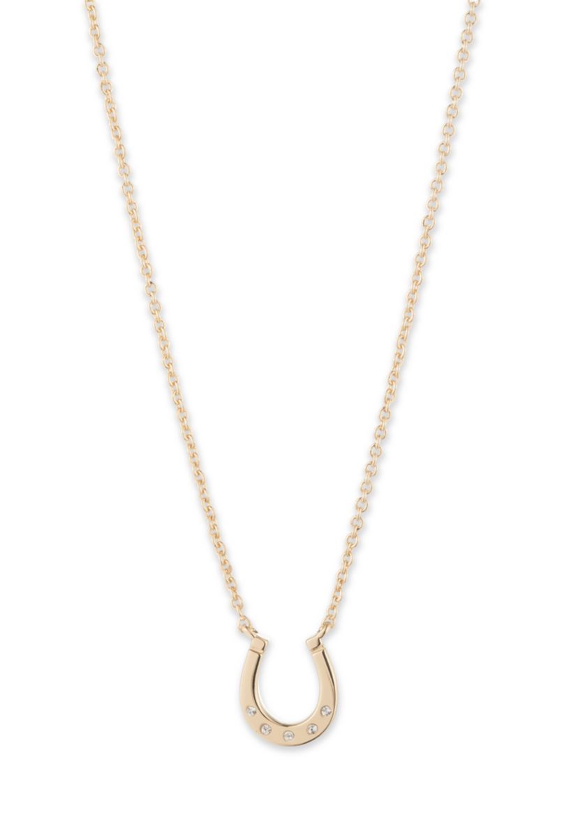 Gold Tone Horseshoe Pendant Necklace