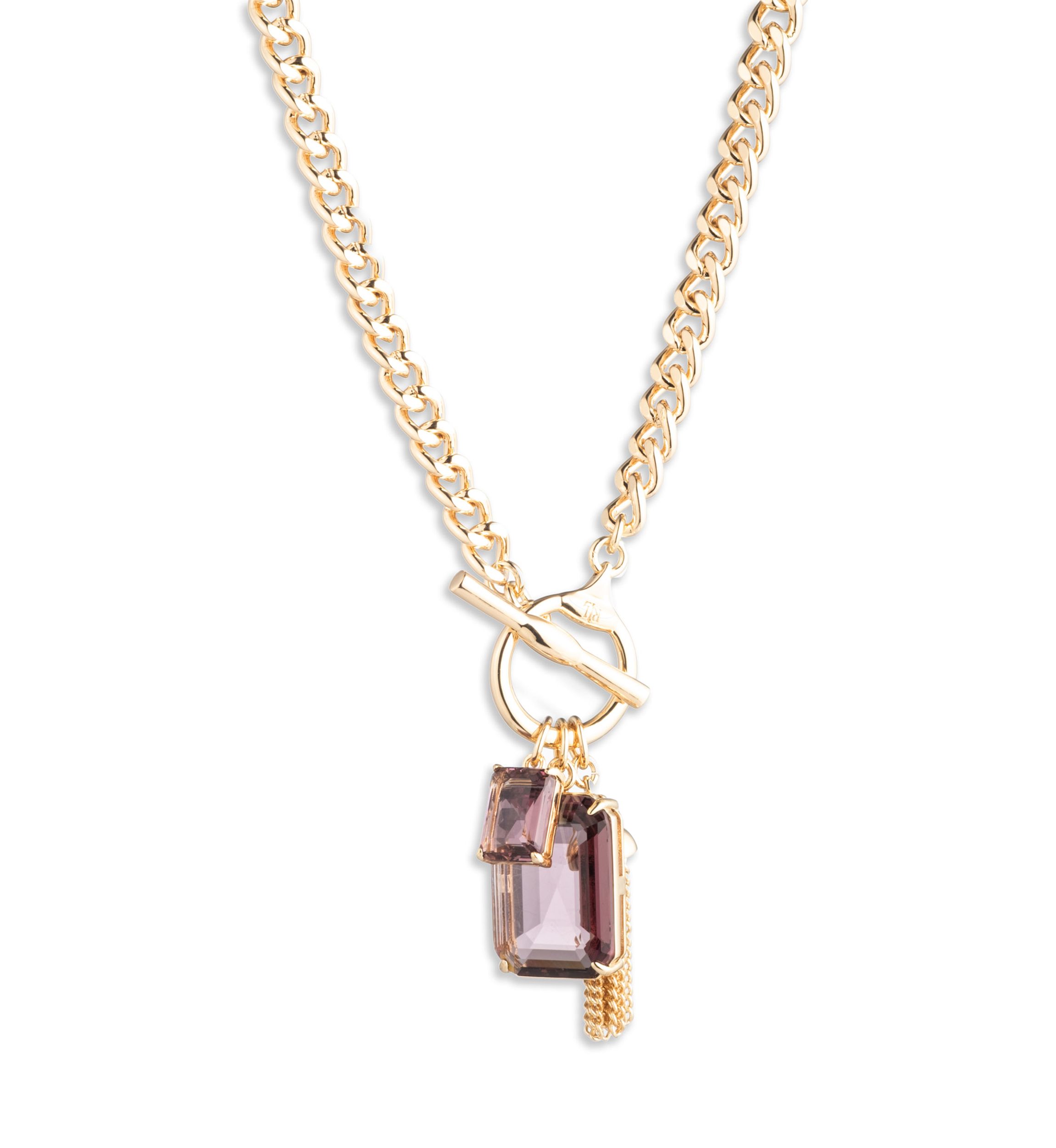  Pink Stone Toggle Pendant Necklace