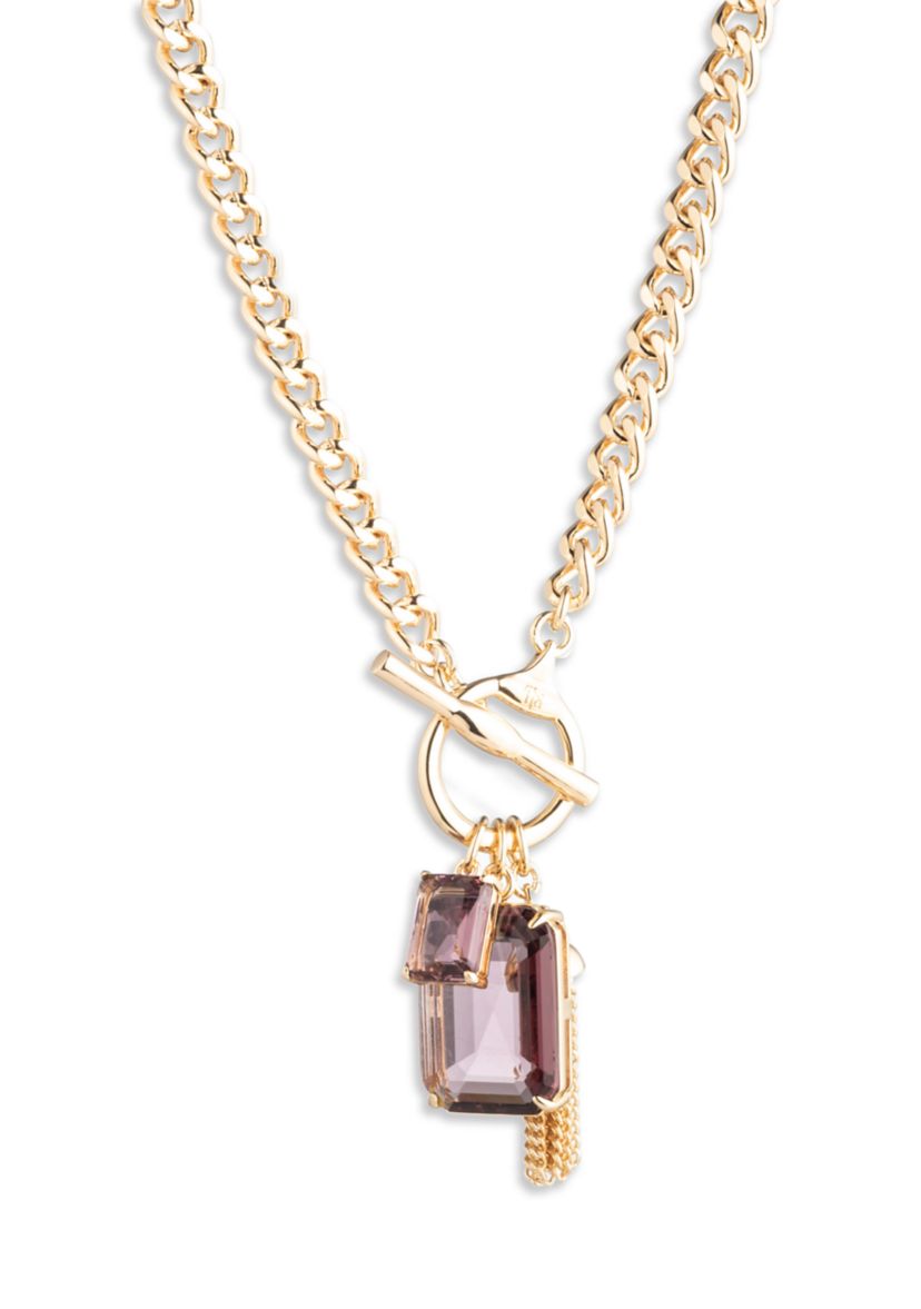  Pink Stone Toggle Pendant Necklace