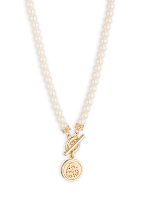 Lauren Ralph Lauren Pearl Coin Pendant Necklace, White, 16 in