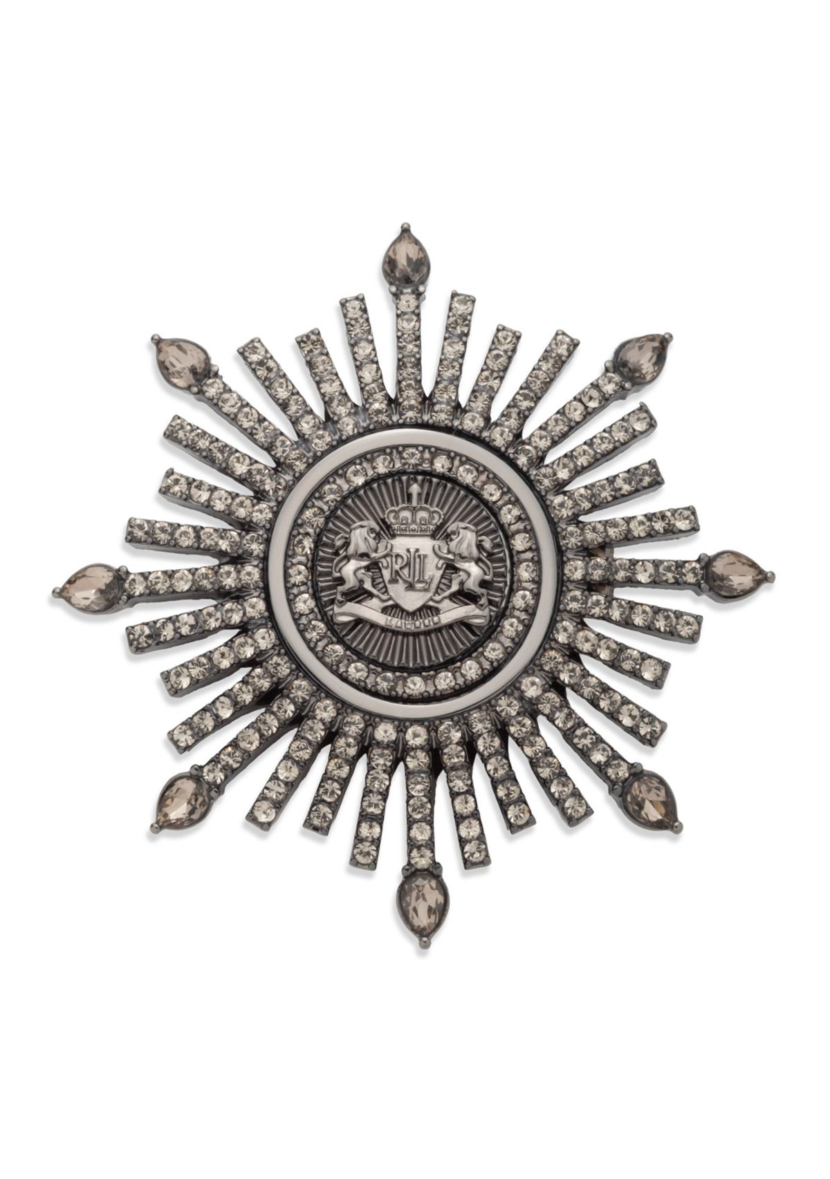 Hematite Tone Gray Crest Pin 
