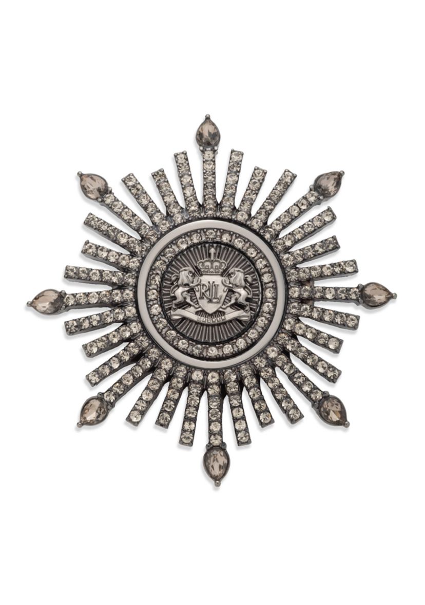 Hematite Tone Gray Crest Pin 
