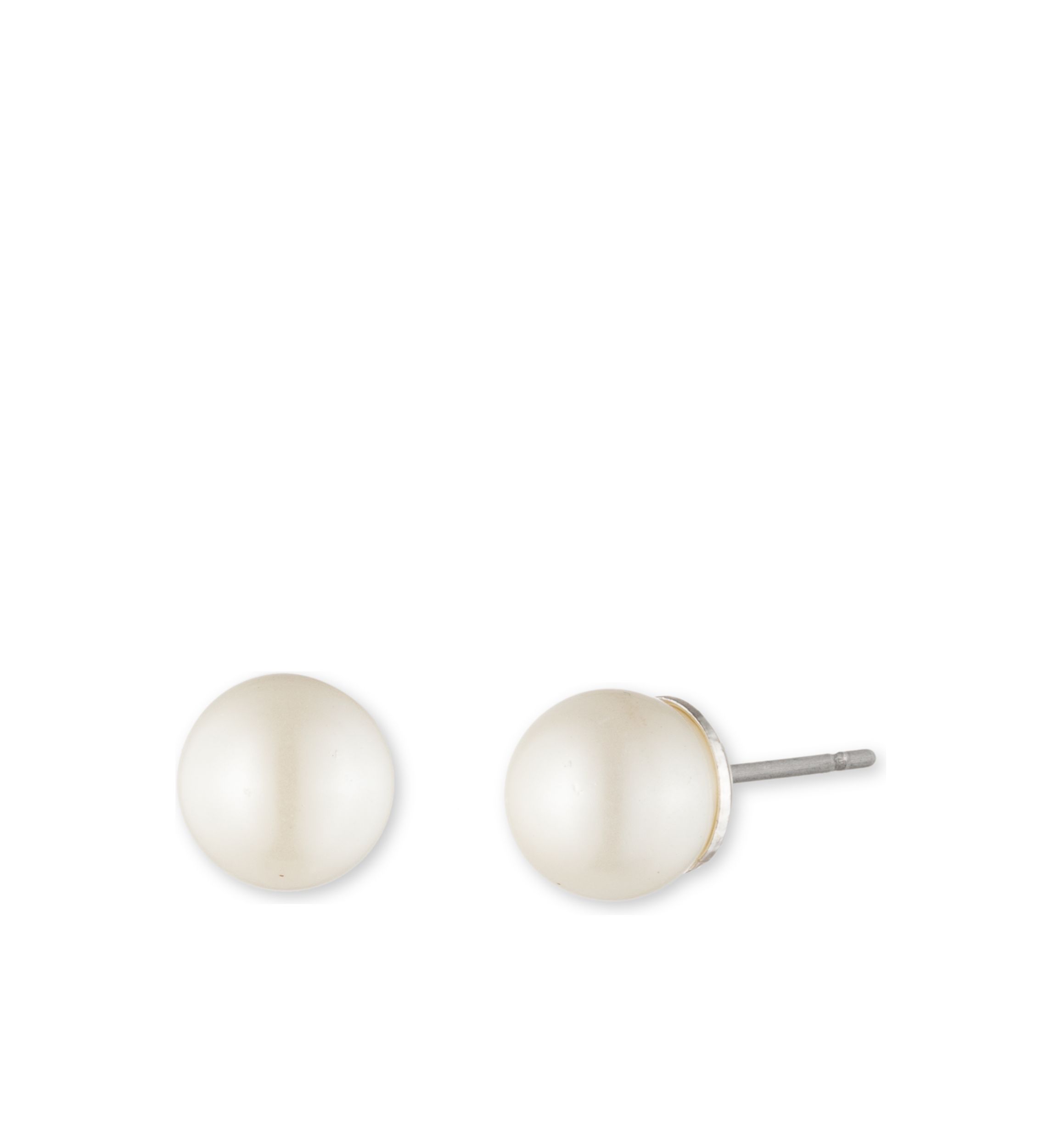 Silver-Tone 6MM Pearl Stud Earrings