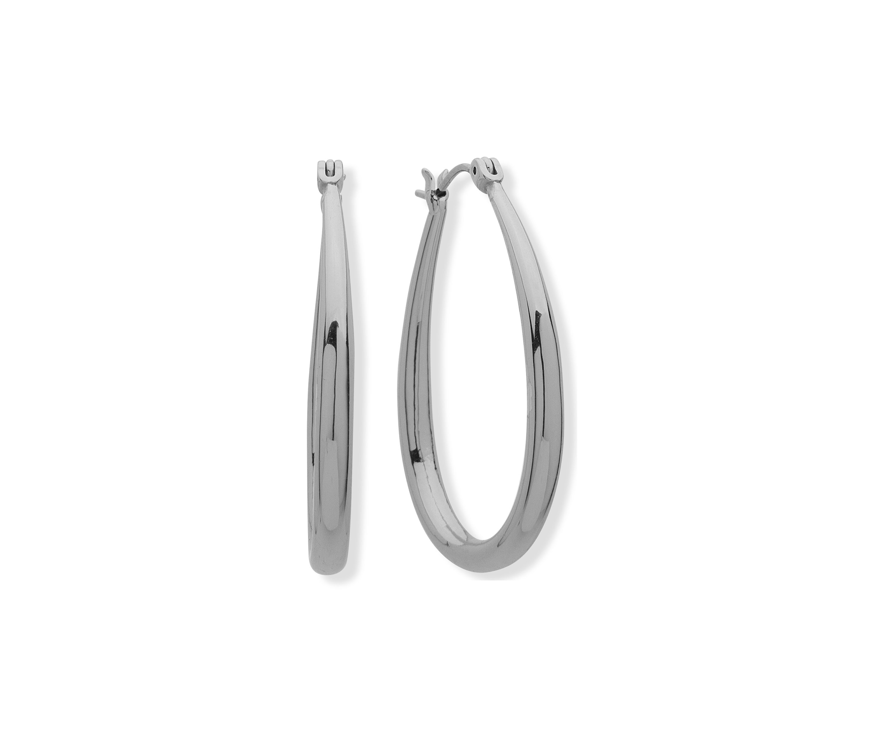 Silver-Tone Teardrop Hoop Earrings