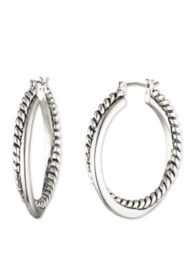 Silver-Tone Twisted Hoop Earrings