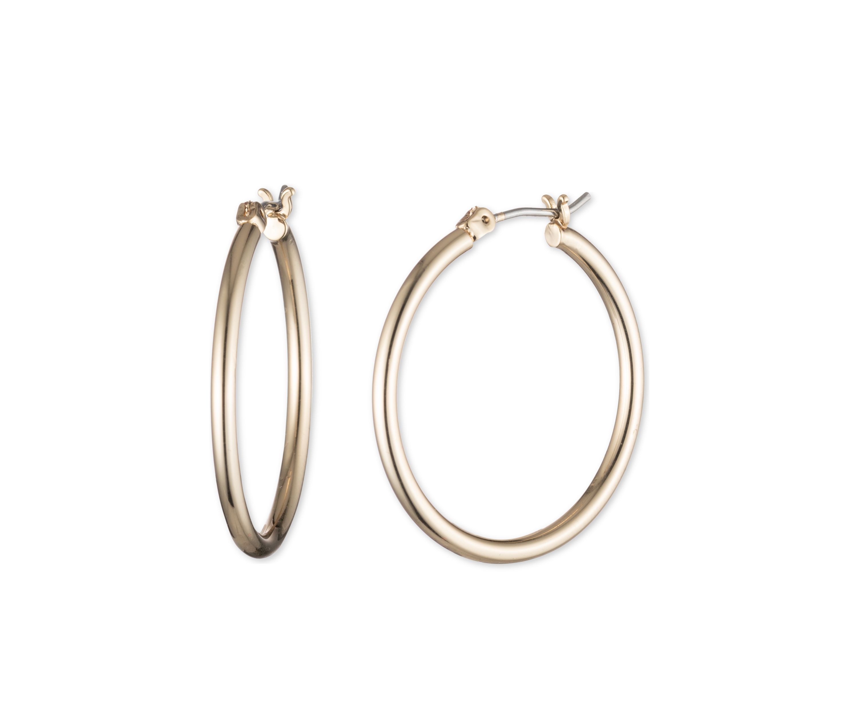Gold-Tone Medium Thin Hoop Earrings
