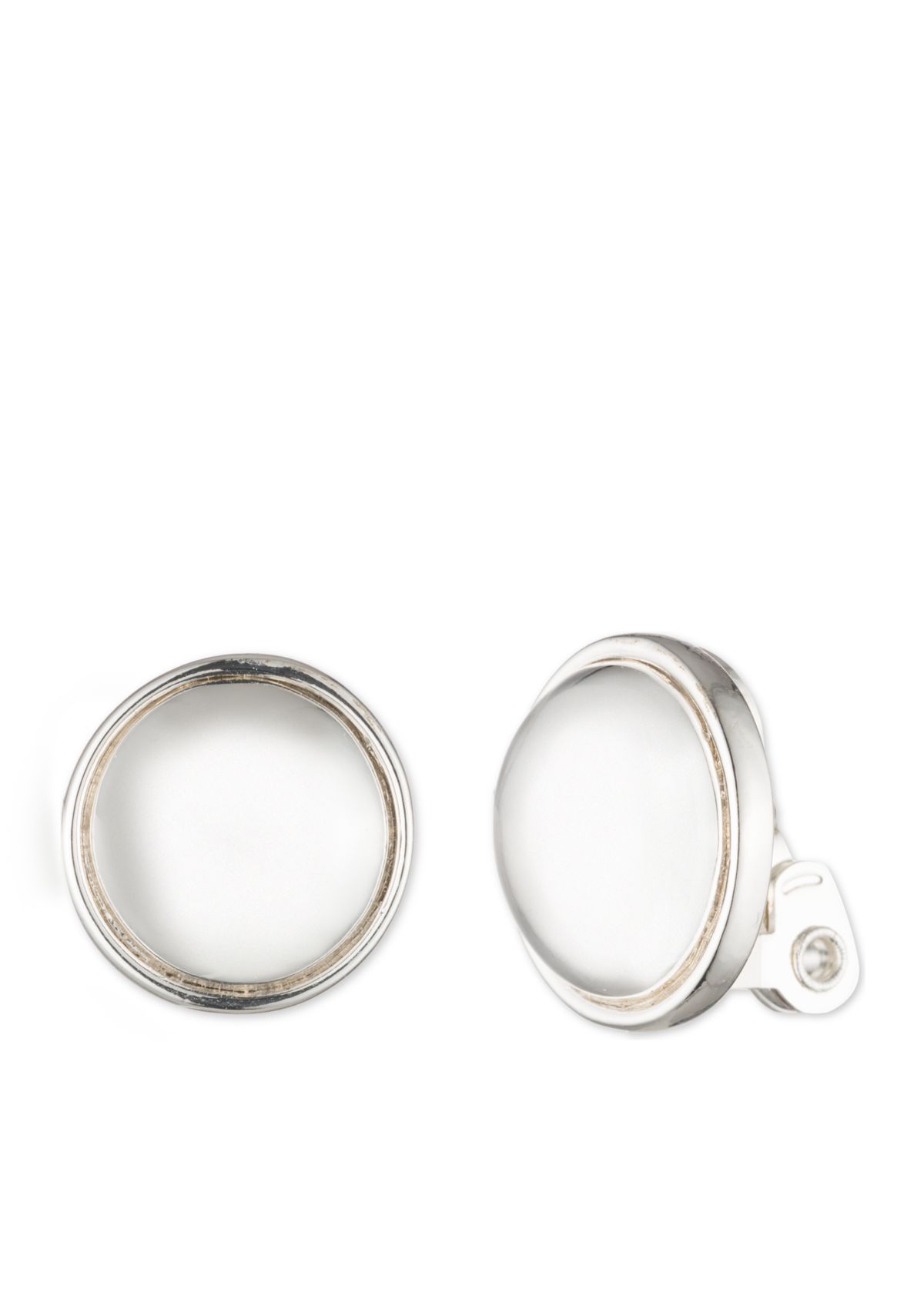 Silver-Tone Clip Button Earrings 