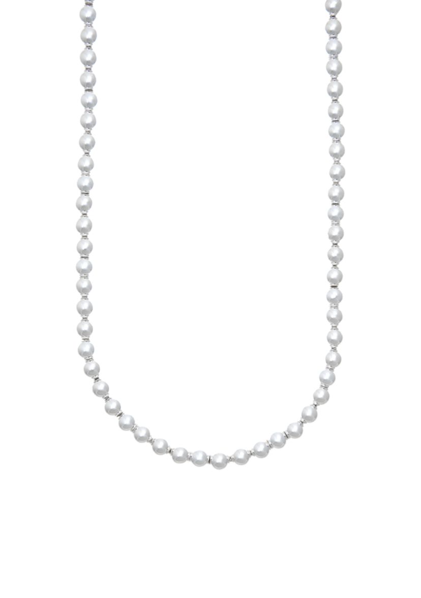 Silver-Tone Beaded Collar Necklace
