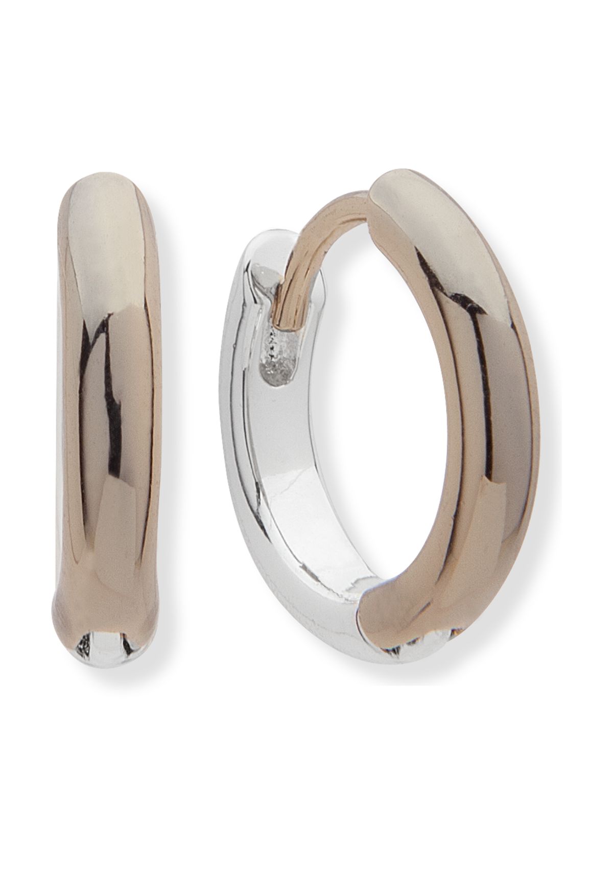 Two-Tone Huggie Hoop Earrings