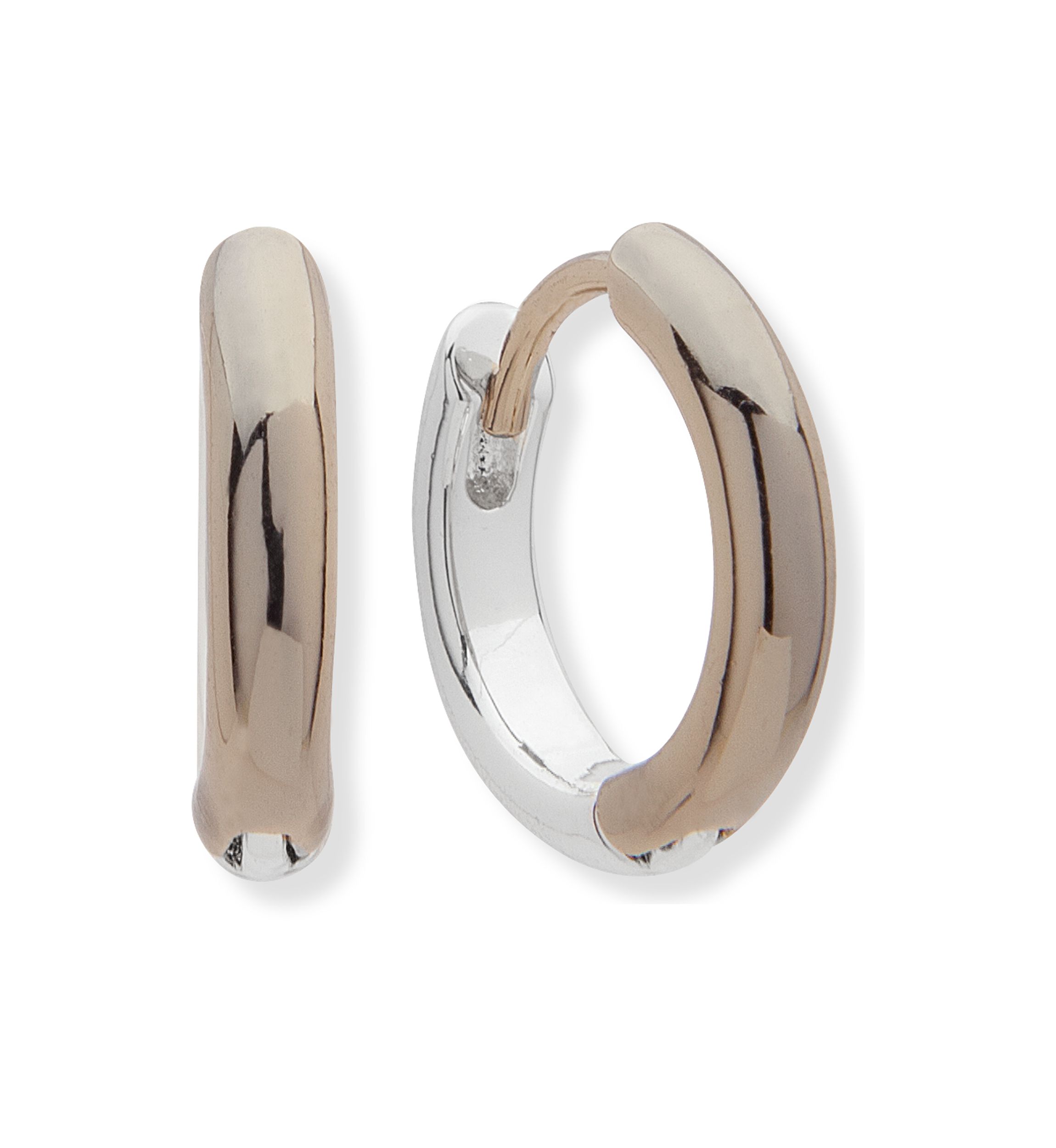Two-Tone Huggie Hoop Earrings