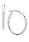 Silver Tone Medium Thin Hoop Earrings