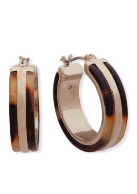 Gold-Tone Tortoise Hoop Earrings