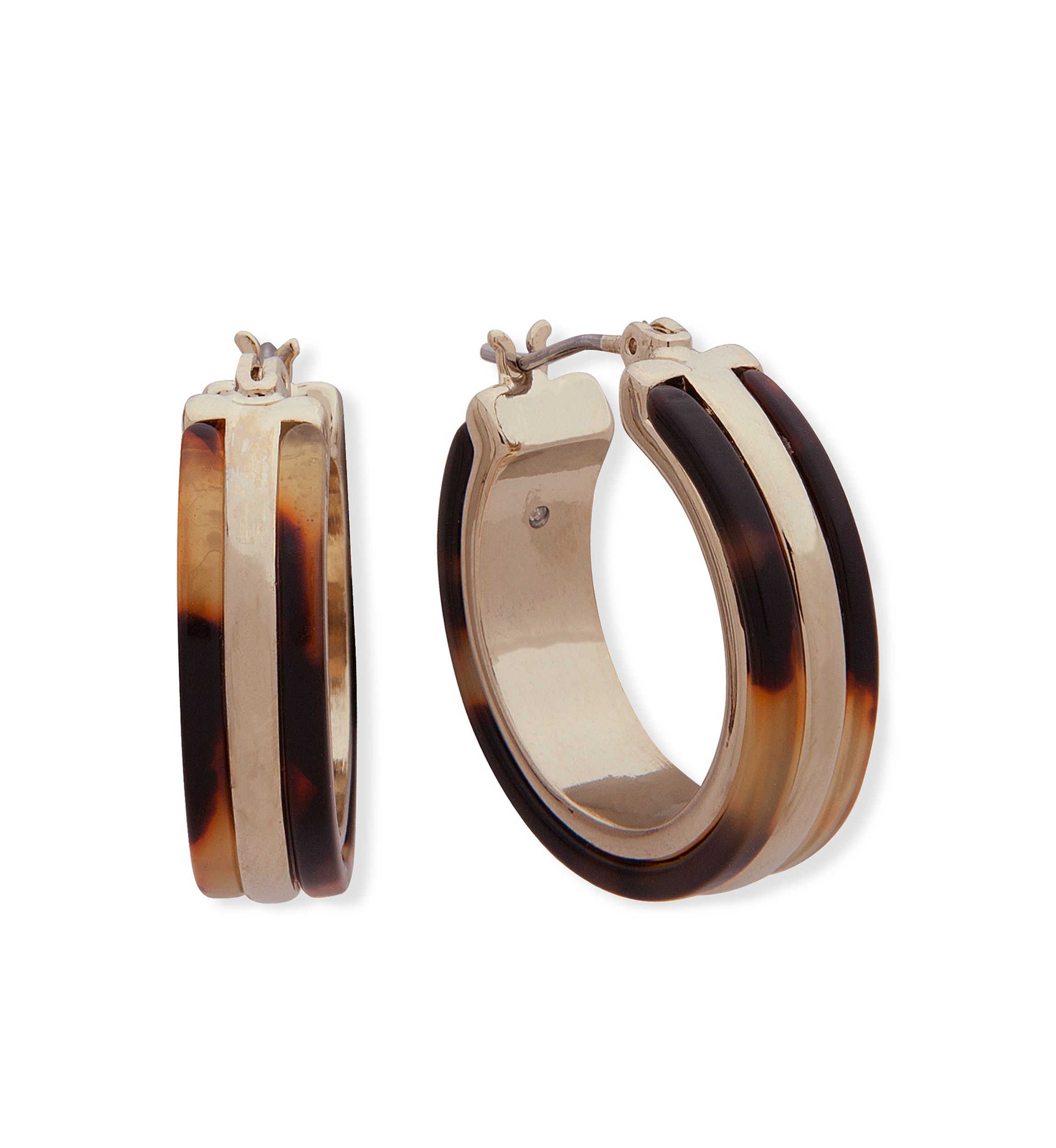 Gold-Tone Tortoise Hoop Earrings