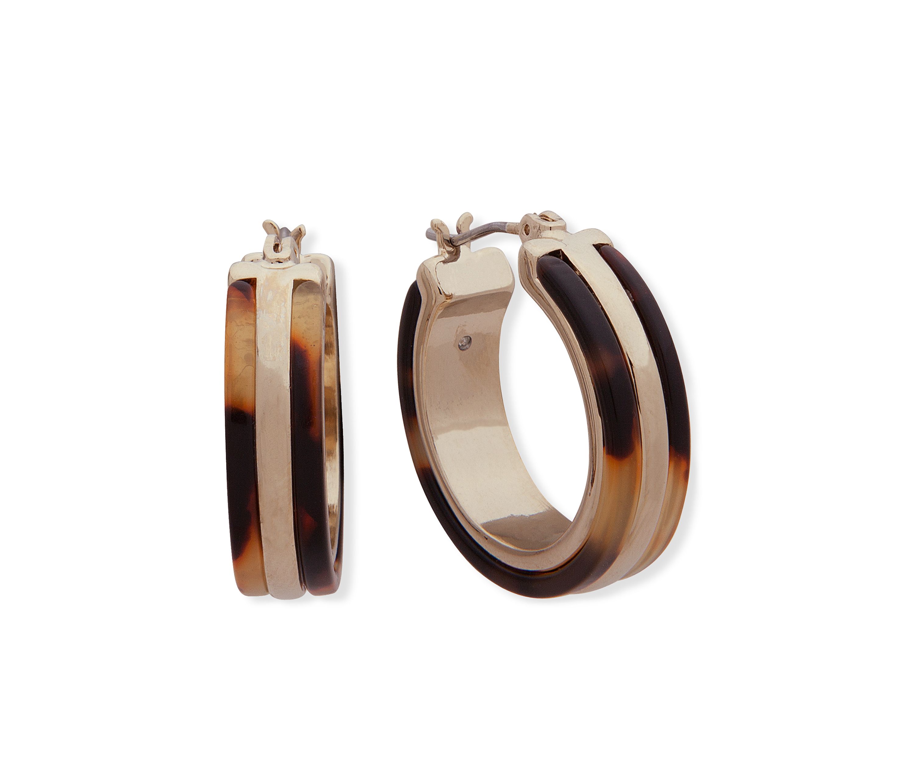 Gold-Tone Tortoise Hoop Earrings