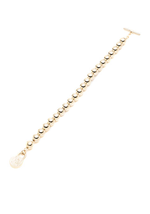 Lauren Ralph Lauren Gold-Tone Beaded Padlock Bracelet
